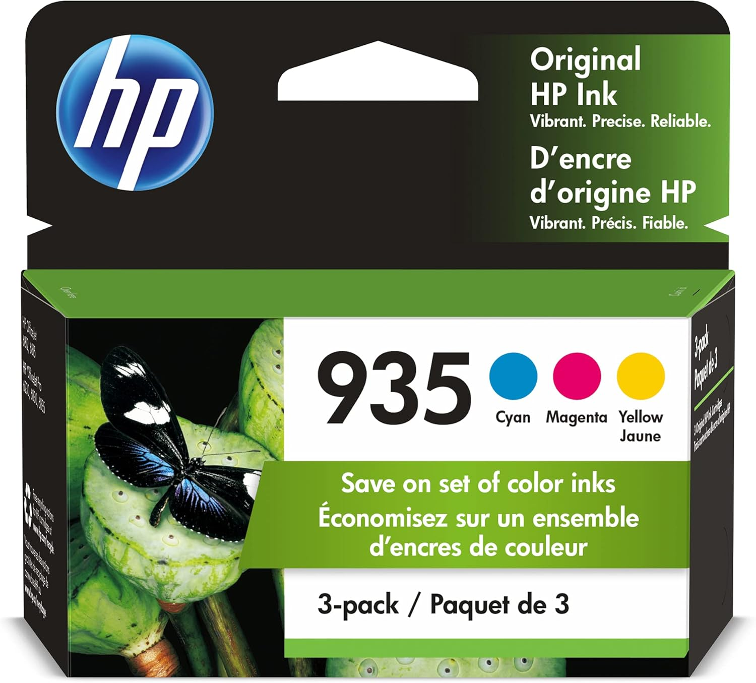 HP 935 Cyan, Magenta & Yellow Original Ink Cartridges, 3 Cartridges (N9H65FN)