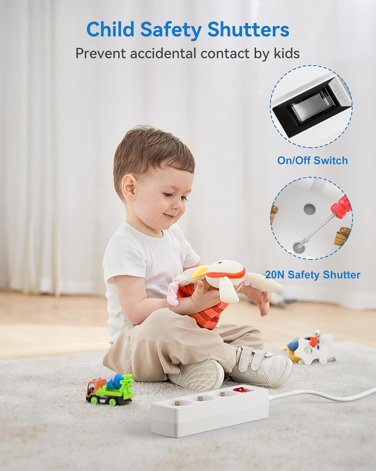 EU to AU Plug Adapter, European to AU Adapter, 3 AC Outlets for European Electronic Devices, Travel Indoor from France, Italy, Spain, Germany,10A/2400W image number 1