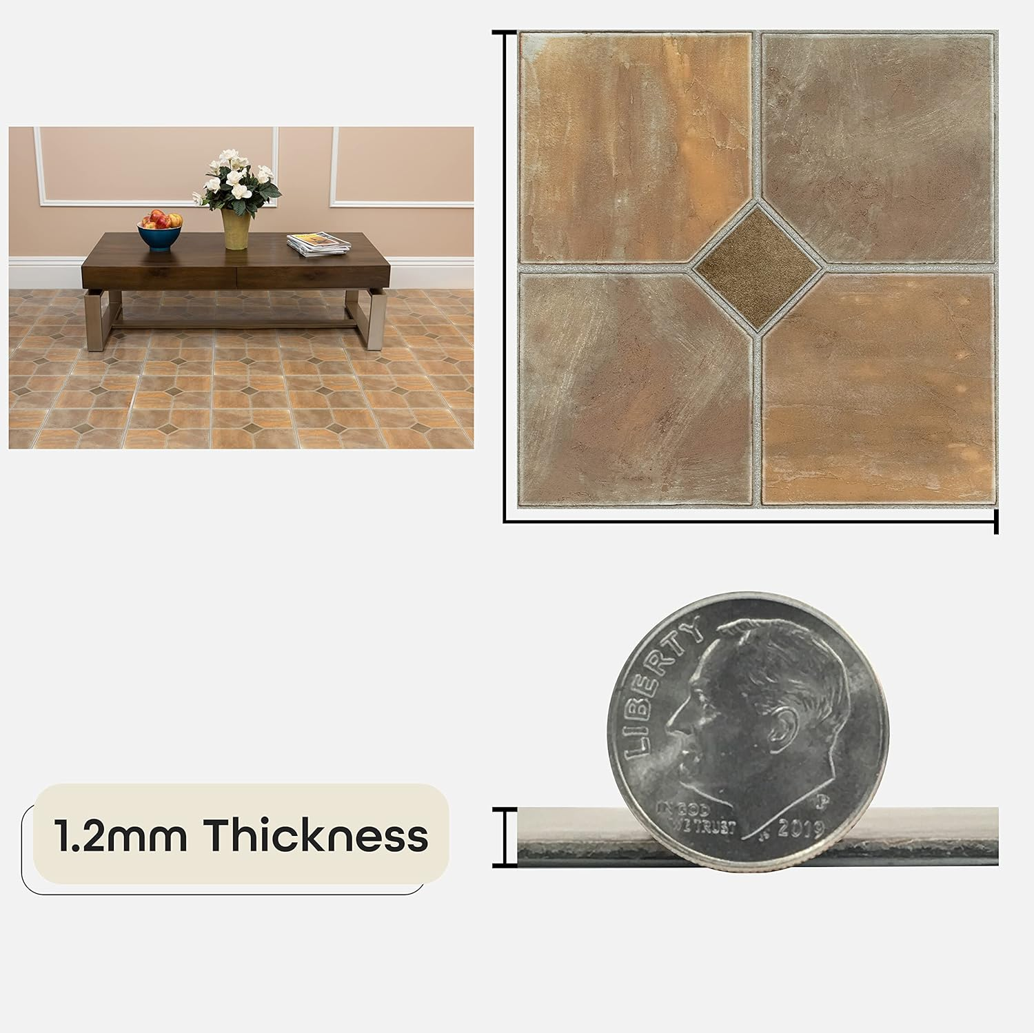 Achim Home Furnishings FTVGM32620 Nexus 12-Inch Vinyl Tile, Geo Rustic Slate, 20-Pack image number 4