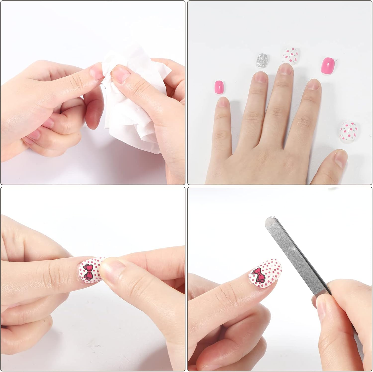 SAVITA 96Pcs Kids False Nails Press on Colorful Pre-Glue Full Cover Short False Nails Fake Nails for Girls Lovely Children Nail Art Decoration, 4 Boxes image number 1