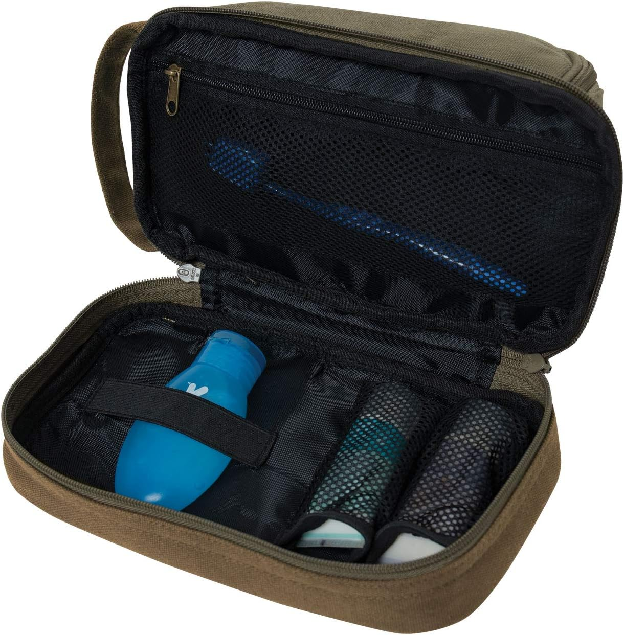 Rothco Deluxe Canvas Travel Kit &ndash; Vintage Dopp Toiletry Shower Organizer Shaving Bag, Olive Drab, Classic image number 6