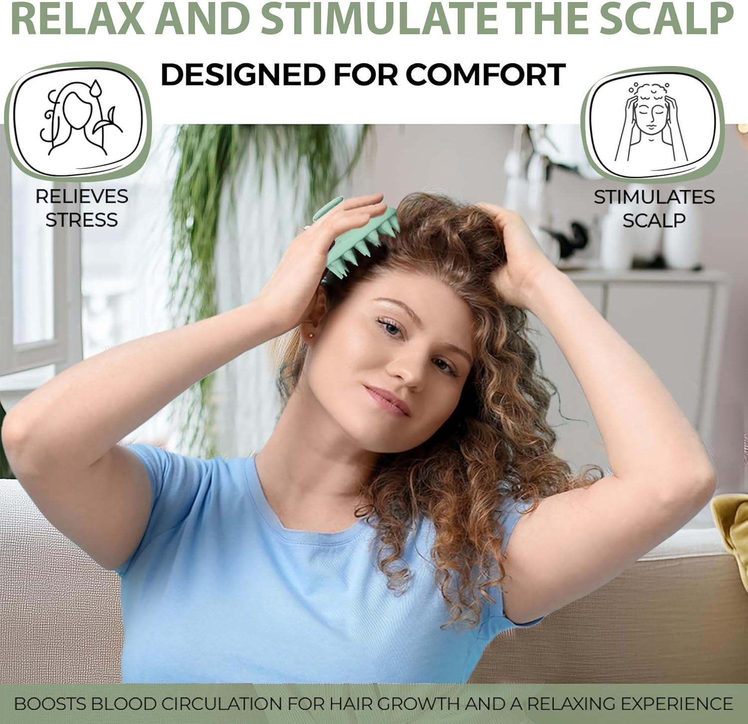 Fiora Naturals Scalp Massager Shampoo Brush - Silicon Scalp Scrubber & Exfoliator for Dandruff Removal and Hair Growth, Wet & Dry Hair, Men, Women, Kids - BPA Free - Marine image number 6