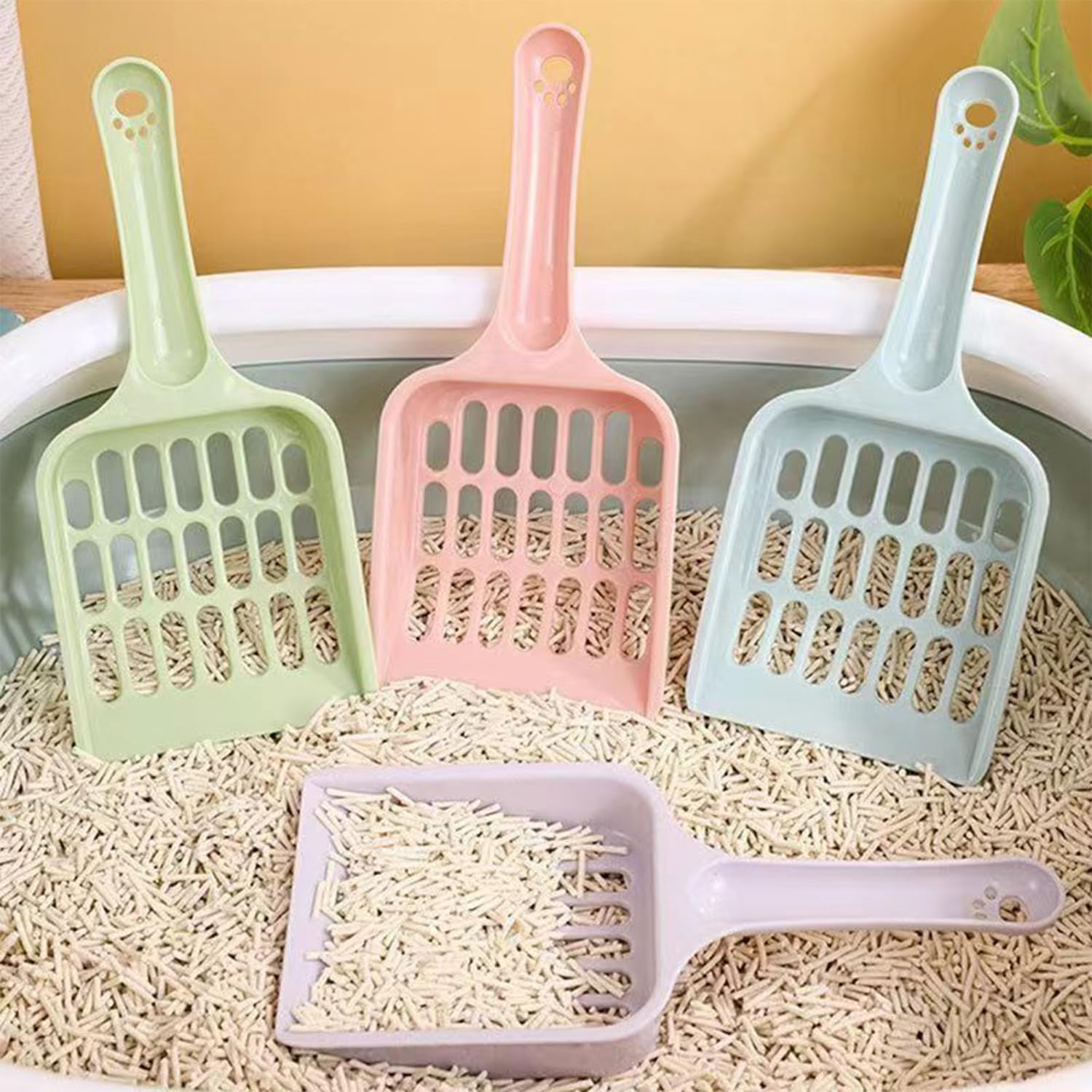 BIFHIG 4 Pieces Cat Litter Scoop, Plastic Cat Poop Scoop, Grid Cat Shovel, Pet Cleaning Agent image number 1