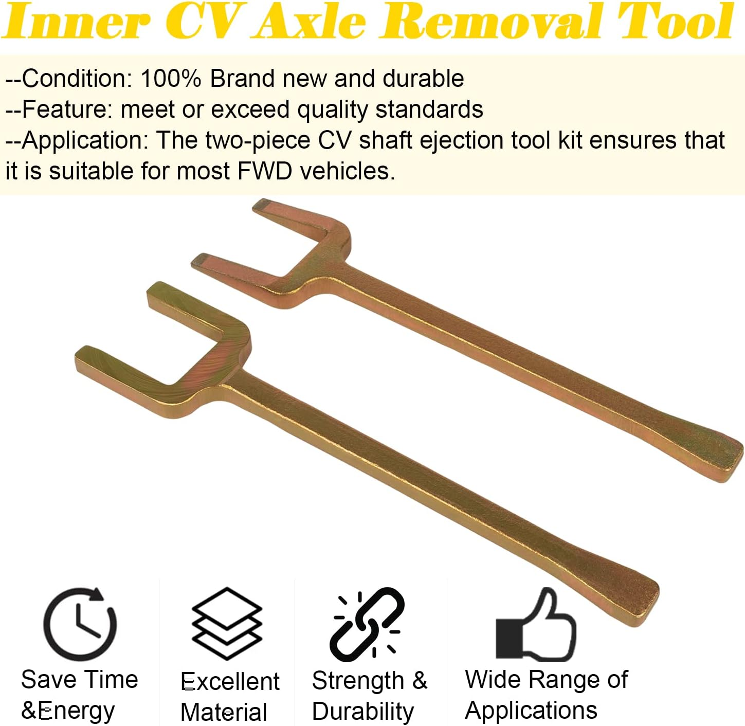 Bonbo 12020-2 Piece Axle Popper Kit Inner CV Axle Removal Tool Set Fit for Front Wheel Drive Vehicles, Remove Most Vehicles&rsquo; Half-Shaft Drive Axles & Fix Damaged CV Joints(2 PCS)