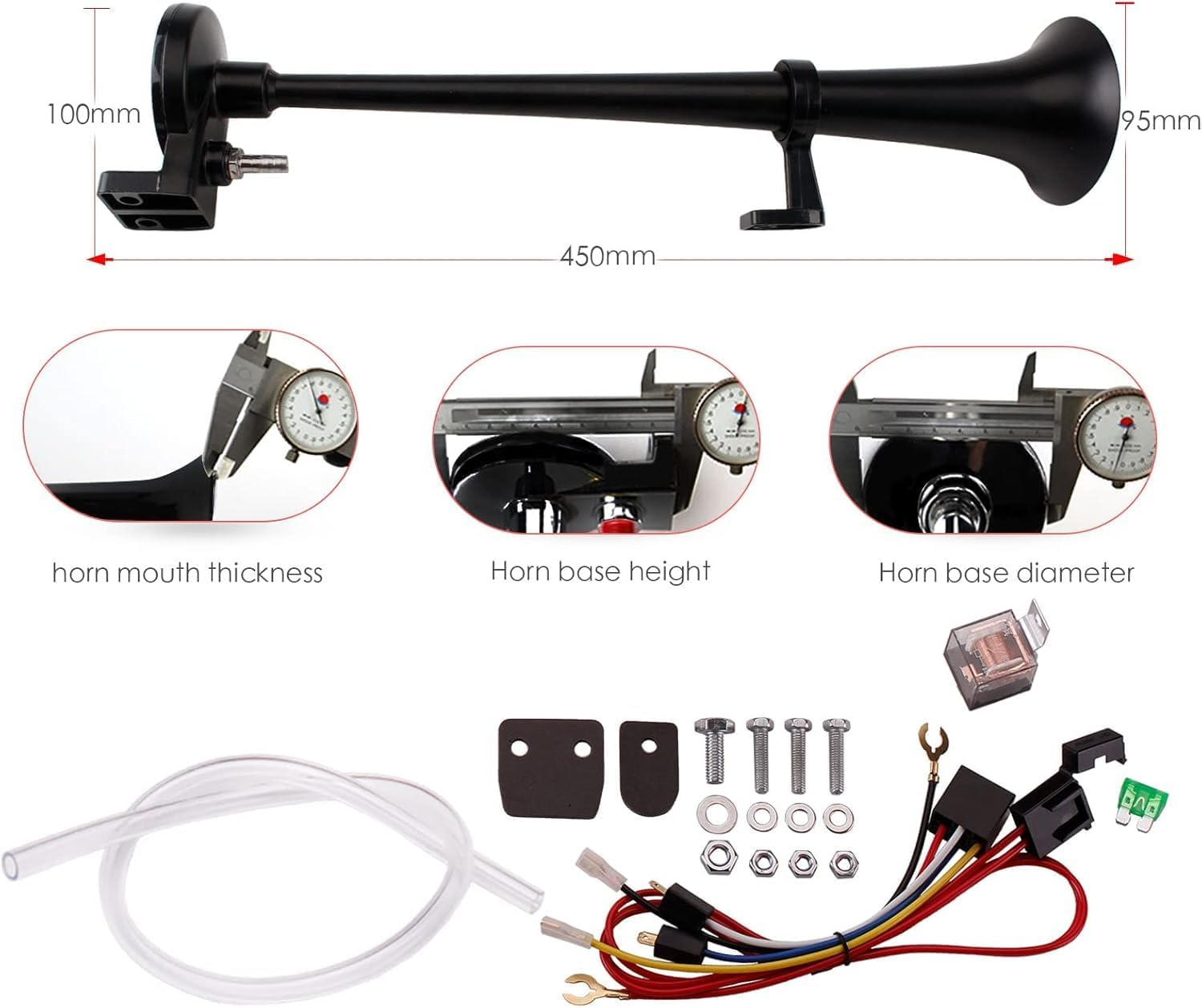 12V Air Horn Kit, Super Loud Train Horn for Truck, Air Horn Dual Truck Horn with Compressor for 12V Vehicles Trucks Pickup (Single Black) image number 2