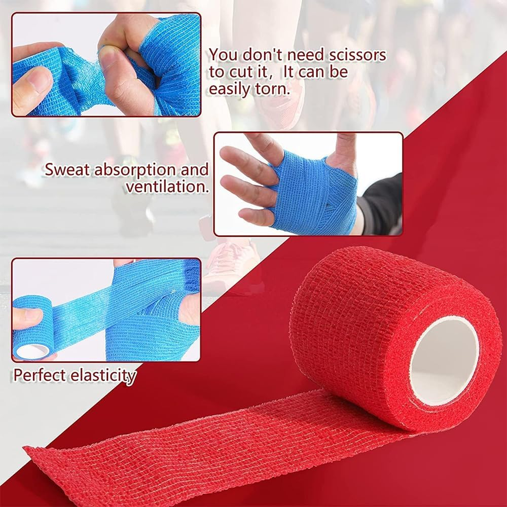 24Pcs Self Adhesive Bandage Wrap ，Self Adherent Cohesive Bandages Elastic Athletic Sports Tape Breathable Wound Tape for Stretch Athletic Wrist Ankle (Multiple Colors) image number 3