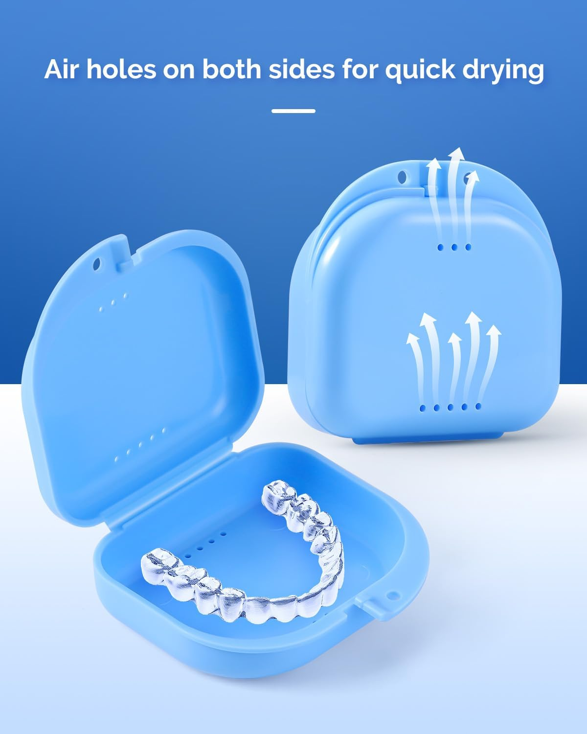 JMU Retainer Case with Vent Holes, Orthodontic Retainer Case Mouth Guard Case with Tight Snap Closure, Light Blue - Blue/Black/Purple/Pink image number 6