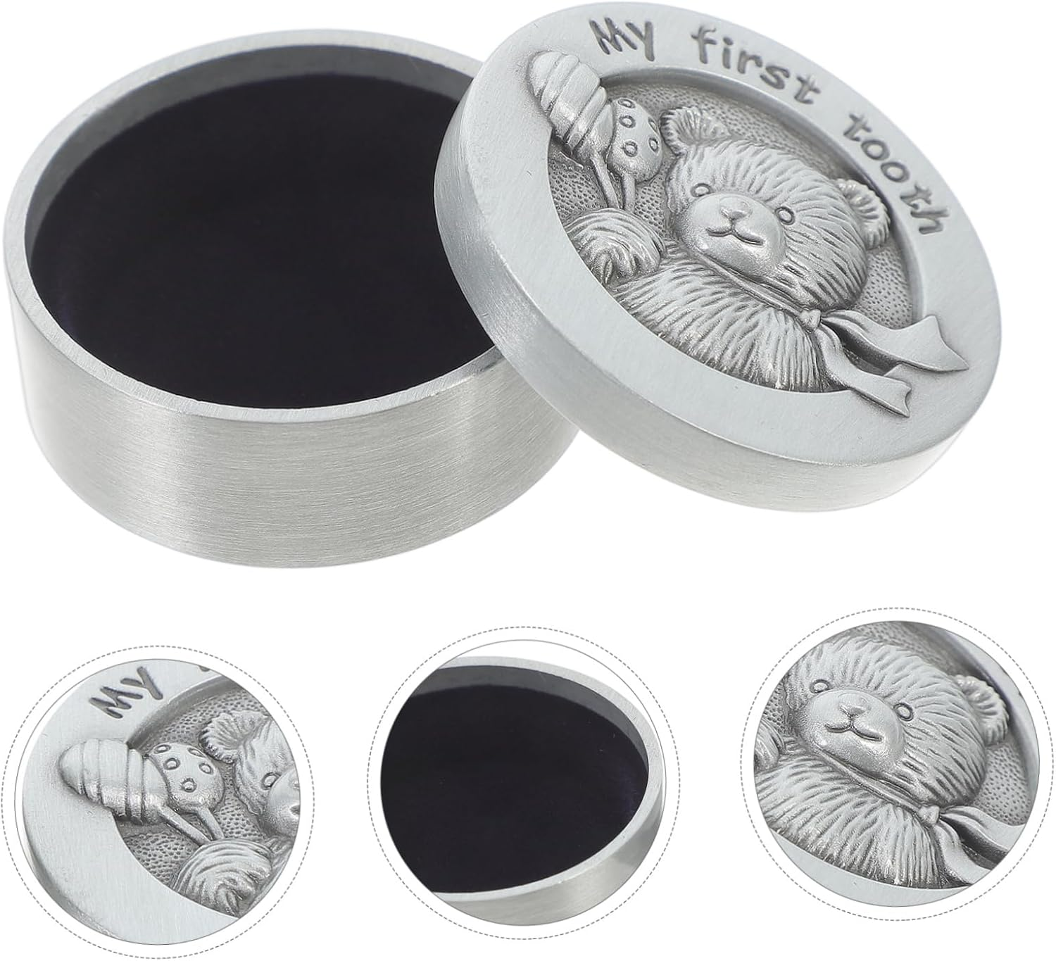 Tooth Keepsake Box Metal Tooth Holder Newborn Storage Box for Boy Girl image number 4