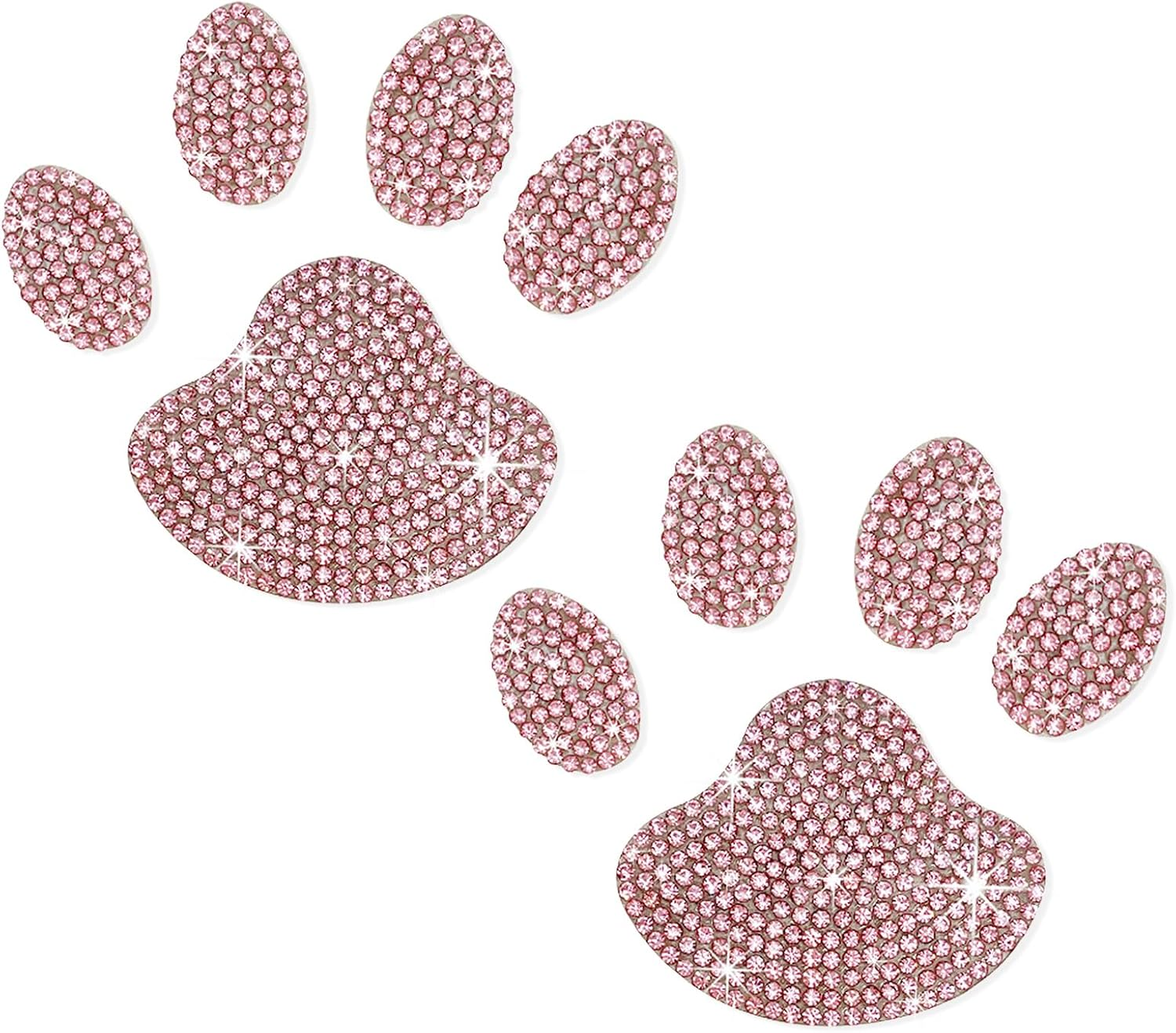 2 PCS Bling Dog Paw Sticker, Sparkly Crystal Rhinestone Paw Print Decals for Car, Cute Paw Sticker of Badge Bumper Luggage Laptop Emblem Decoration, Universal Car Accessories (Pink)