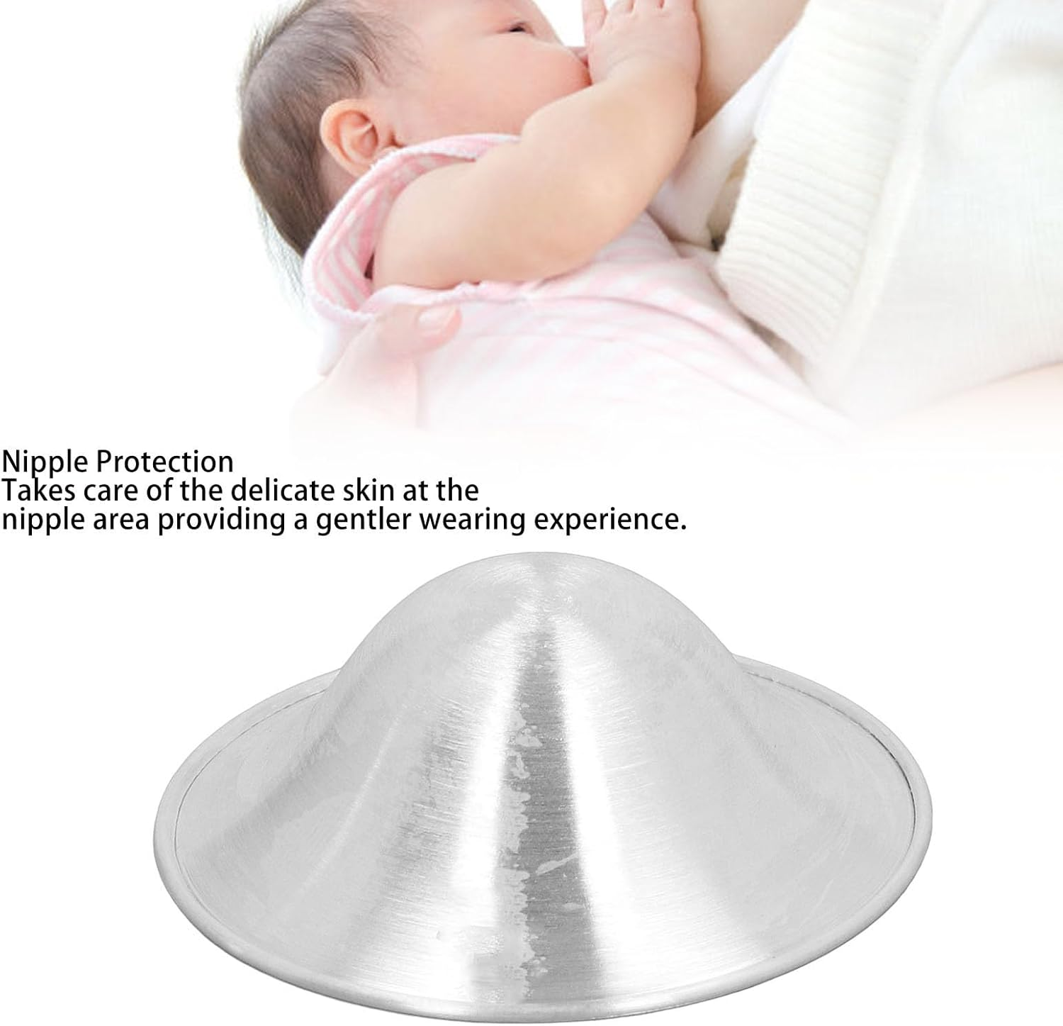 Silver Nursing Cups, Nipple Products for Nursing Newborn Breastfeeding Essentials Protect and Soothe, Standard Size Newborn Essentials Must Haves 925 Sterling Silver Nipple Product image number 2