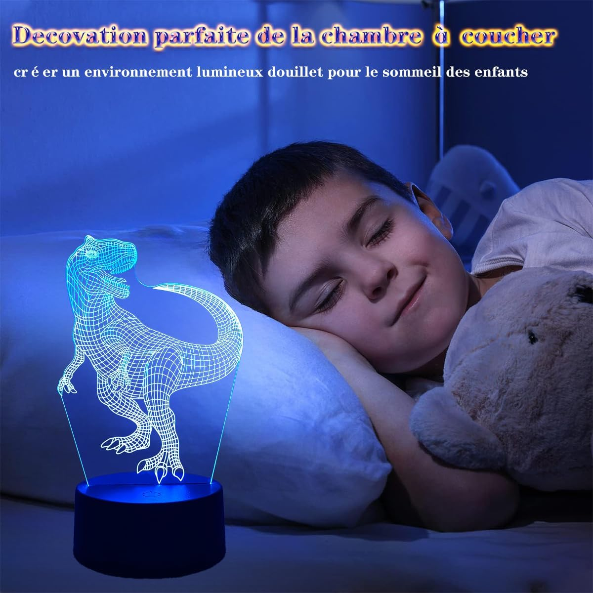 Deluisho Dinosaur Night Light, 3D Dinosaur Night Light for Children, Decorative Lamp for Children'S Room on the Dinosaur Theme, 16 Colors Warm Ambient Lights Free Switching image number 5
