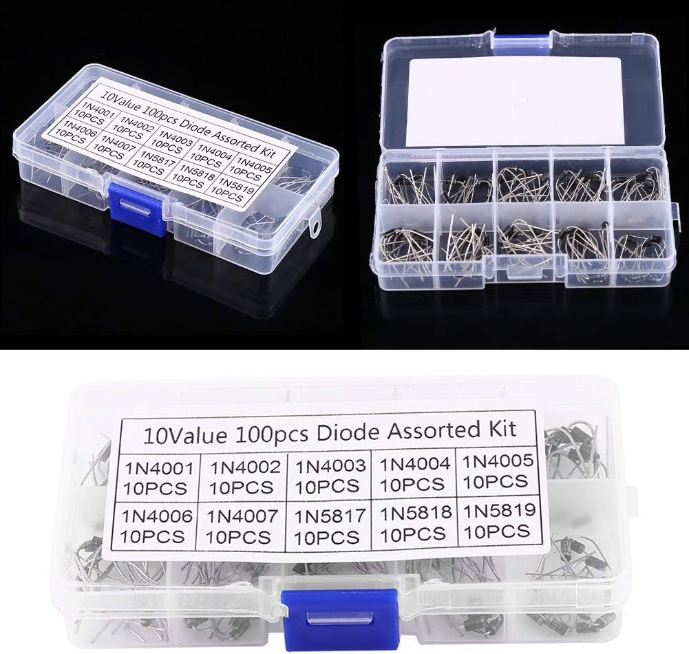 Fafeims 10-Value Rectifier and Schottky Diodes Assortment Kit 1N4001-1N4007 1N5817-1N5819 Low Leakage 100Pcs for Electronics Hobbyists image number 5