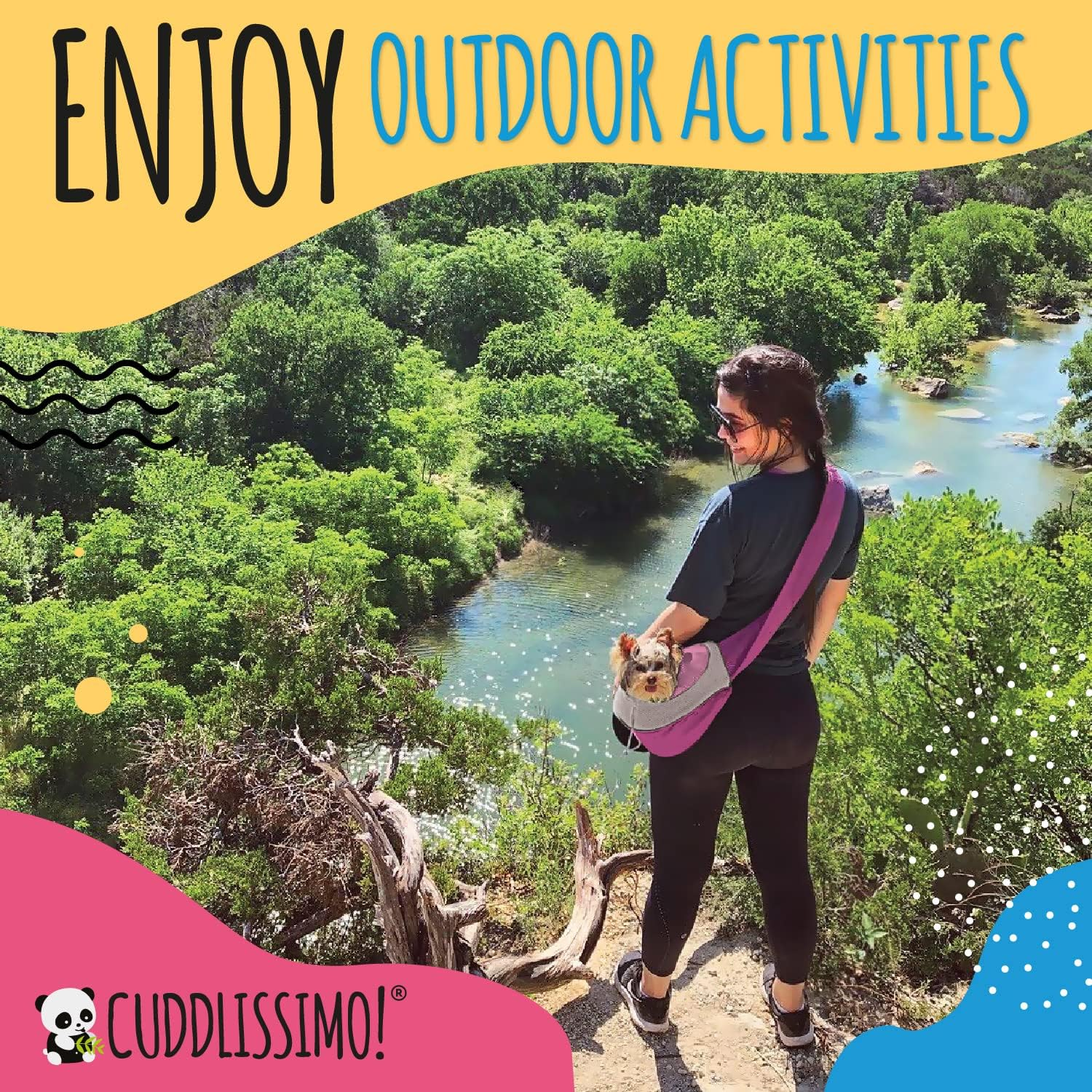 Panda Pets - Small Dog Cat Sling Pet Carrier Bag - Pink - up to 4.5Kg - Breathable, Durable - Hands Free - Secure & Convenient - Machine Washable image number 4