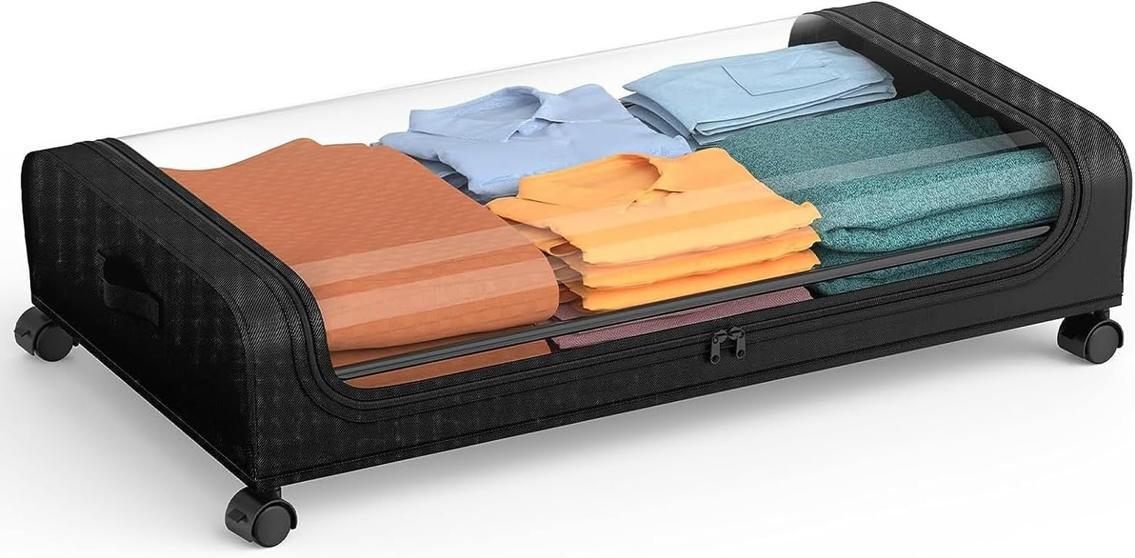 Under Bed Storage with Wheels and Lid, under Bed Rolling Storage with 50L Large Capacity, under the Bed Storage for Bedroom under Bed Storage Containers for Clothes Shoe Blanket Toy Book (Black) image number 2