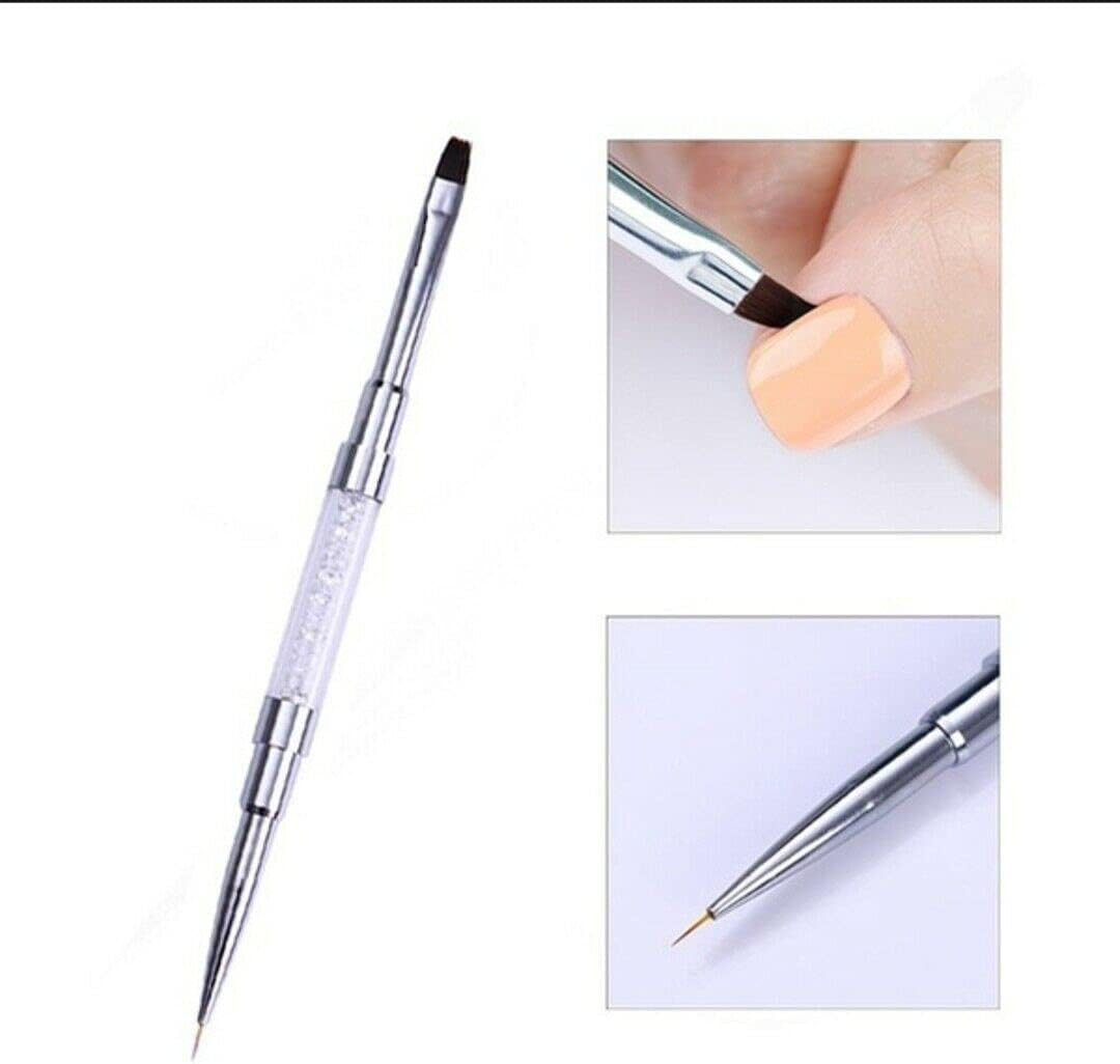2 Pcs Nail Art Brushes, 2 in 1 Nail Art Painting Pen Brushes, DIY Nail Art Designs Pen Tools for Home and Salon Use, Type A image number 1