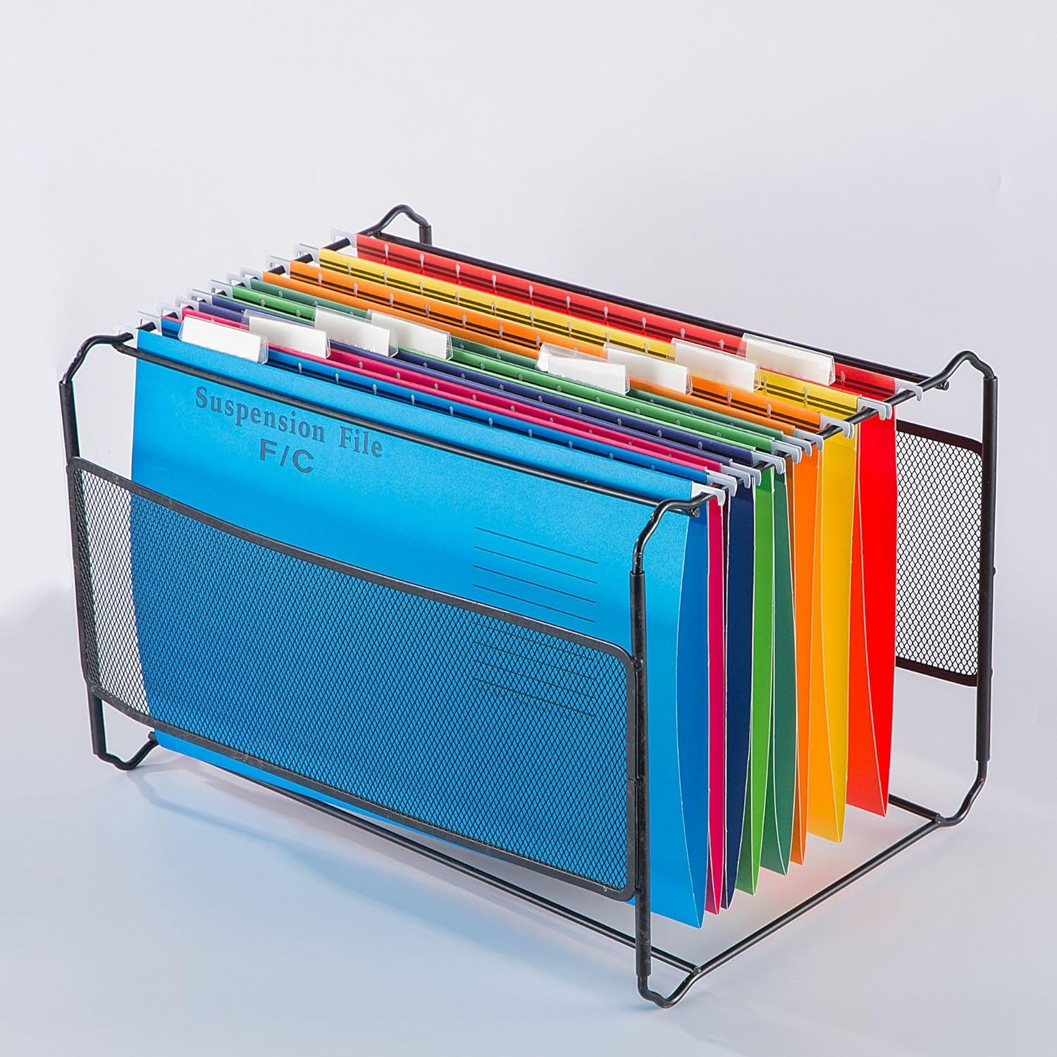 A4 Suspension File, 10 PCS Blue Polypropylene Filing Cabinet Suspension Files with Tabs and Card Inserts A4 Hanging Filing Folders for Office Organization Home Work image number 6