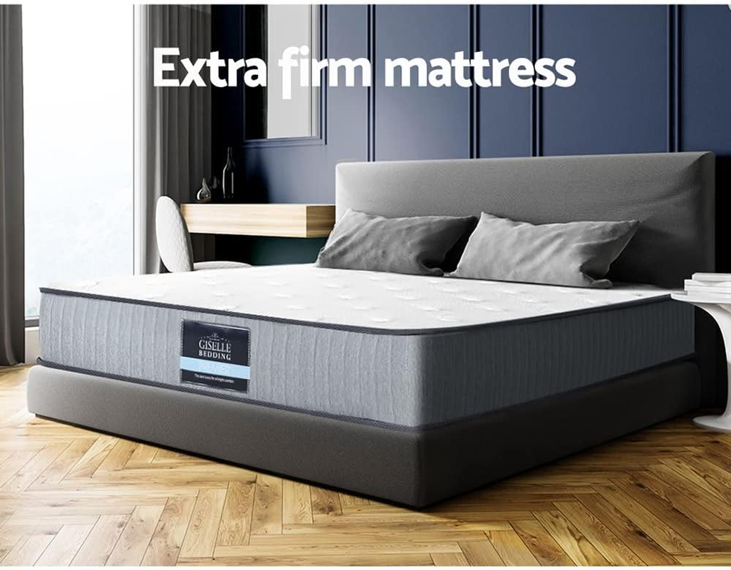 Giselle Bedding Double Mattress Bed Innerspring Foam Mattresses 23Cm Thickness, with 6-Coil Spring System and Breathable Topper, 5Yrs Warranty, Extra Firm, Greywith Vacuum Packed