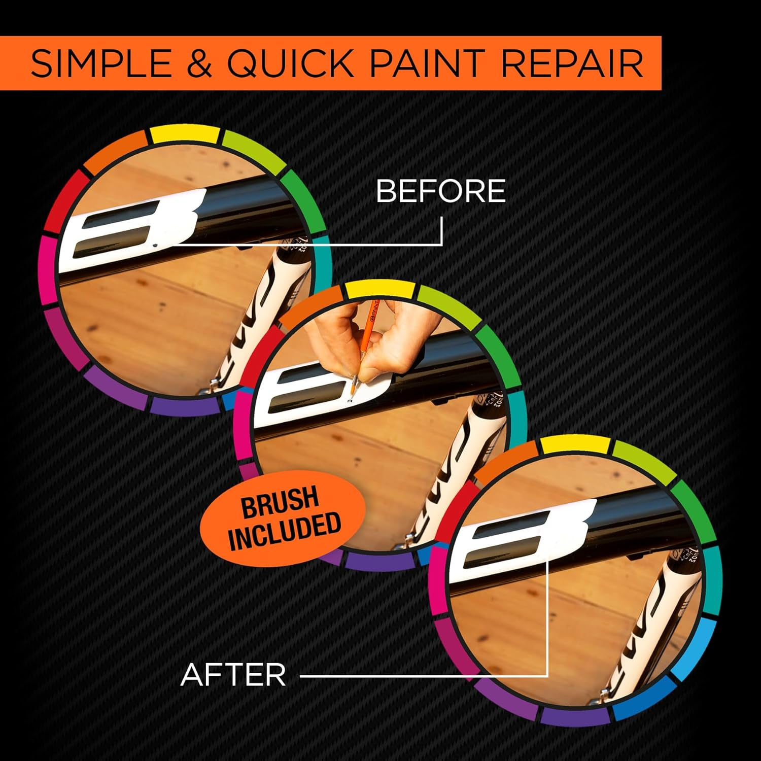 Bike Paint - Touch-Up Paint Kit for Scratched or Chipped Frames - 4 Pack of 10Ml Bottles. Mix to Color Match. Includes Applicator Brush Small Yellow, Lime, Orange, Magenta image number 3