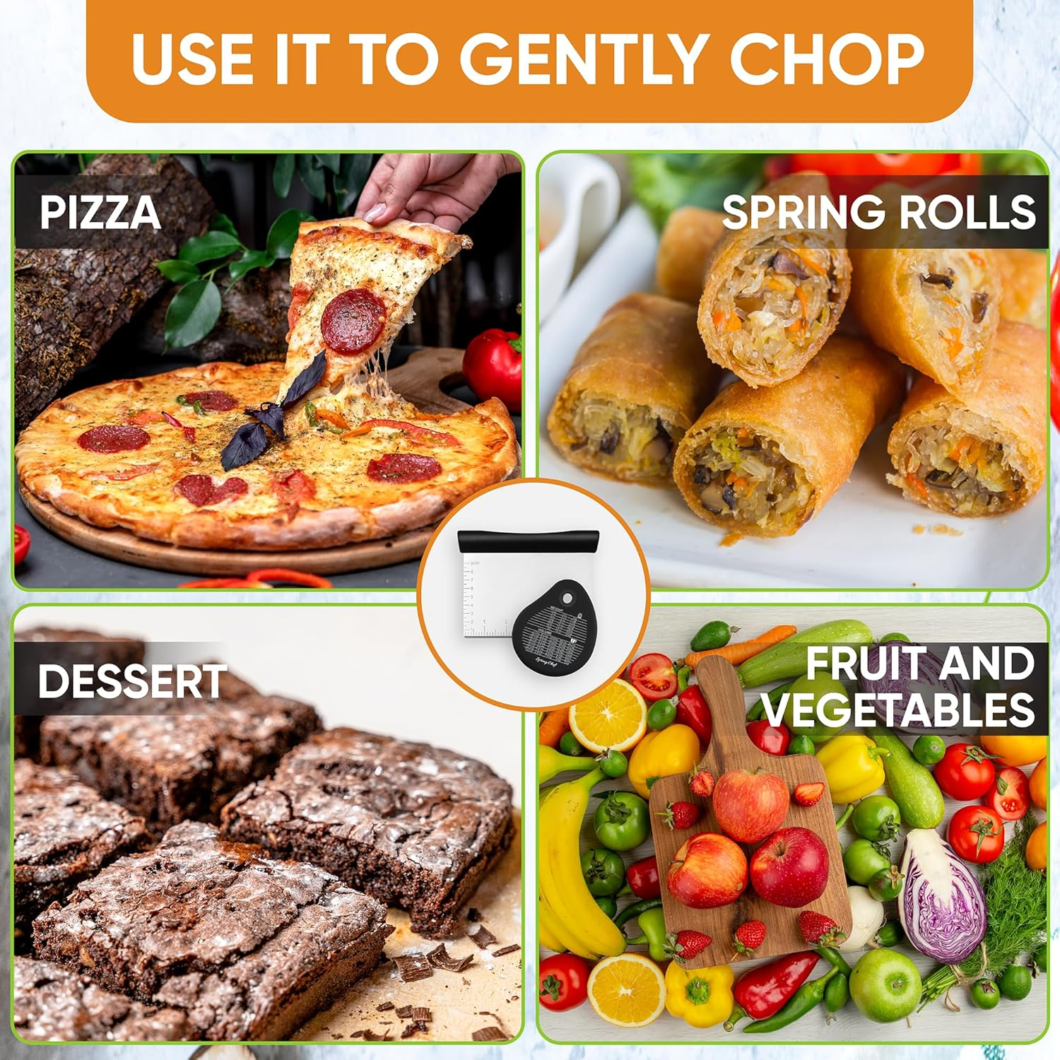 Spring Chef Dough Bench Scraper for Baking with Markings - Stainless Steel Kitchen Dough Cutter Tool with Bowl Pastry Scraper for Pizza, Bread, Pastries - Bench Knife - Dishwasher Safe - Black image number 6