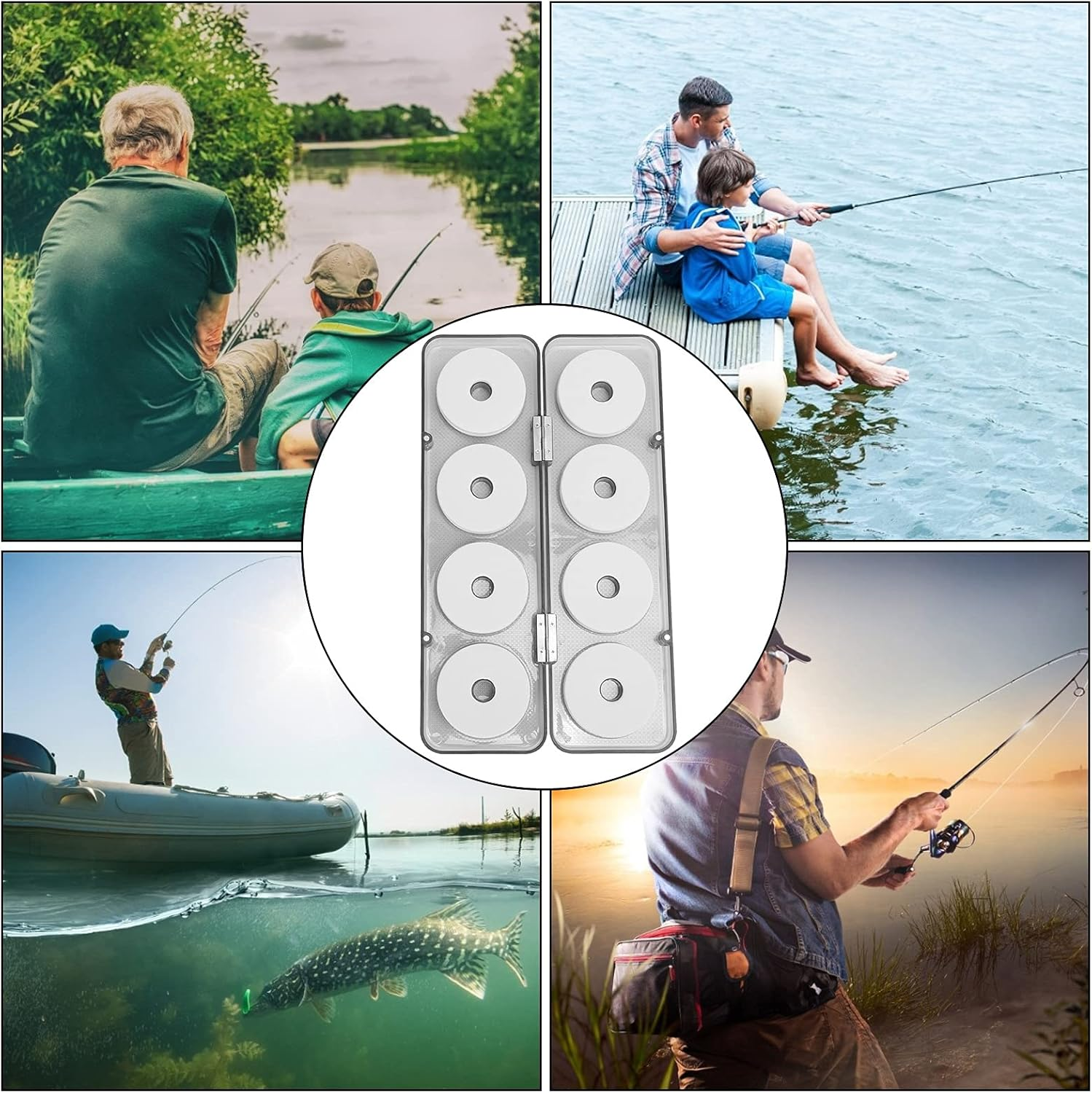 Foam Fishing Line Keeper, EVA Holder 8Pcs Fishing Line Storage Fishing Line Spool Organizer Accessories Plastic Lure Rig for Outdoor Fishing. image number 6