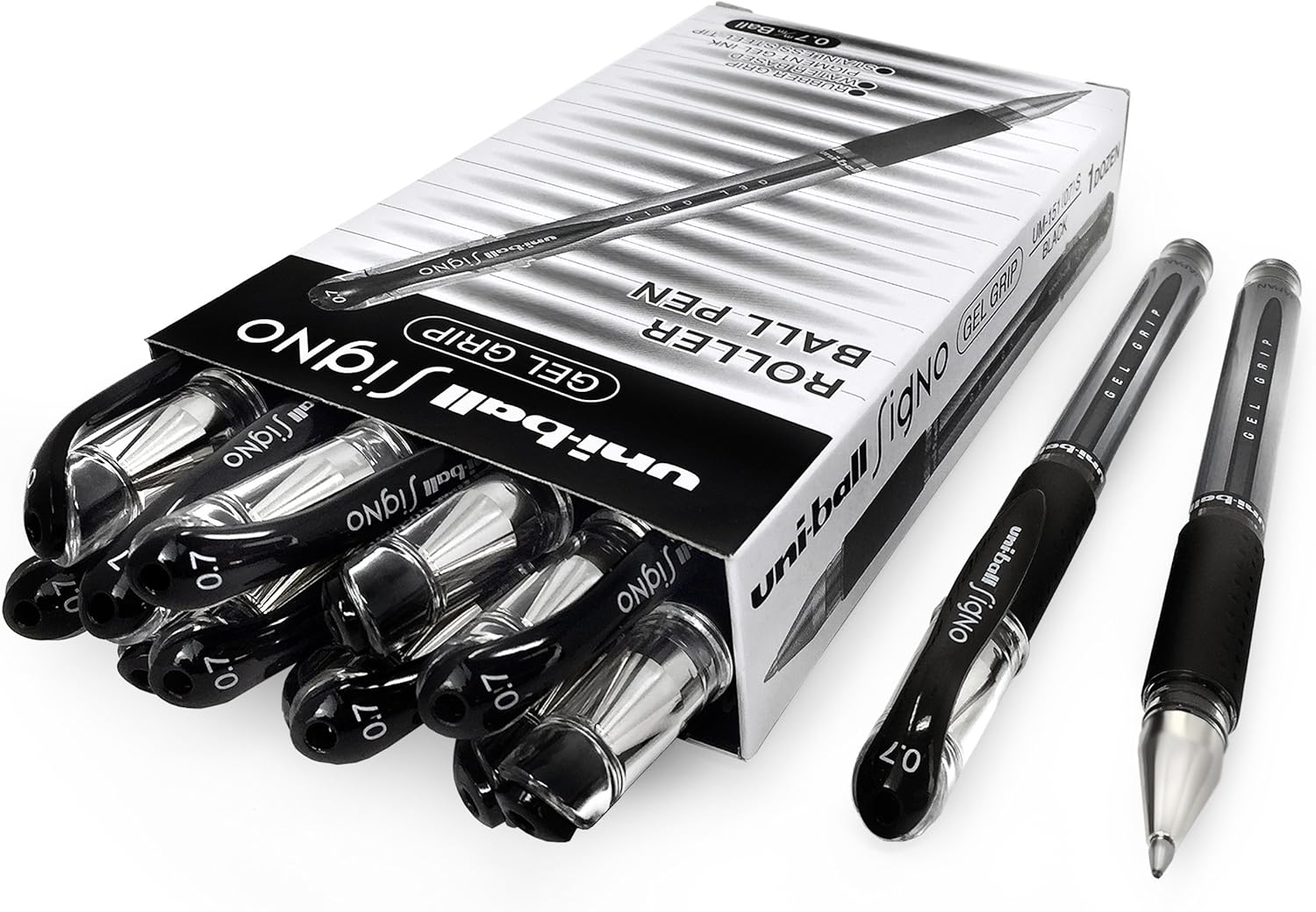 Uni-Ball UM-151S Signo Gel Grip Rollerball Pen &ndash; 0.7Mm &ndash; Black &ndash; Pack of 12 + 2 Free image number 1