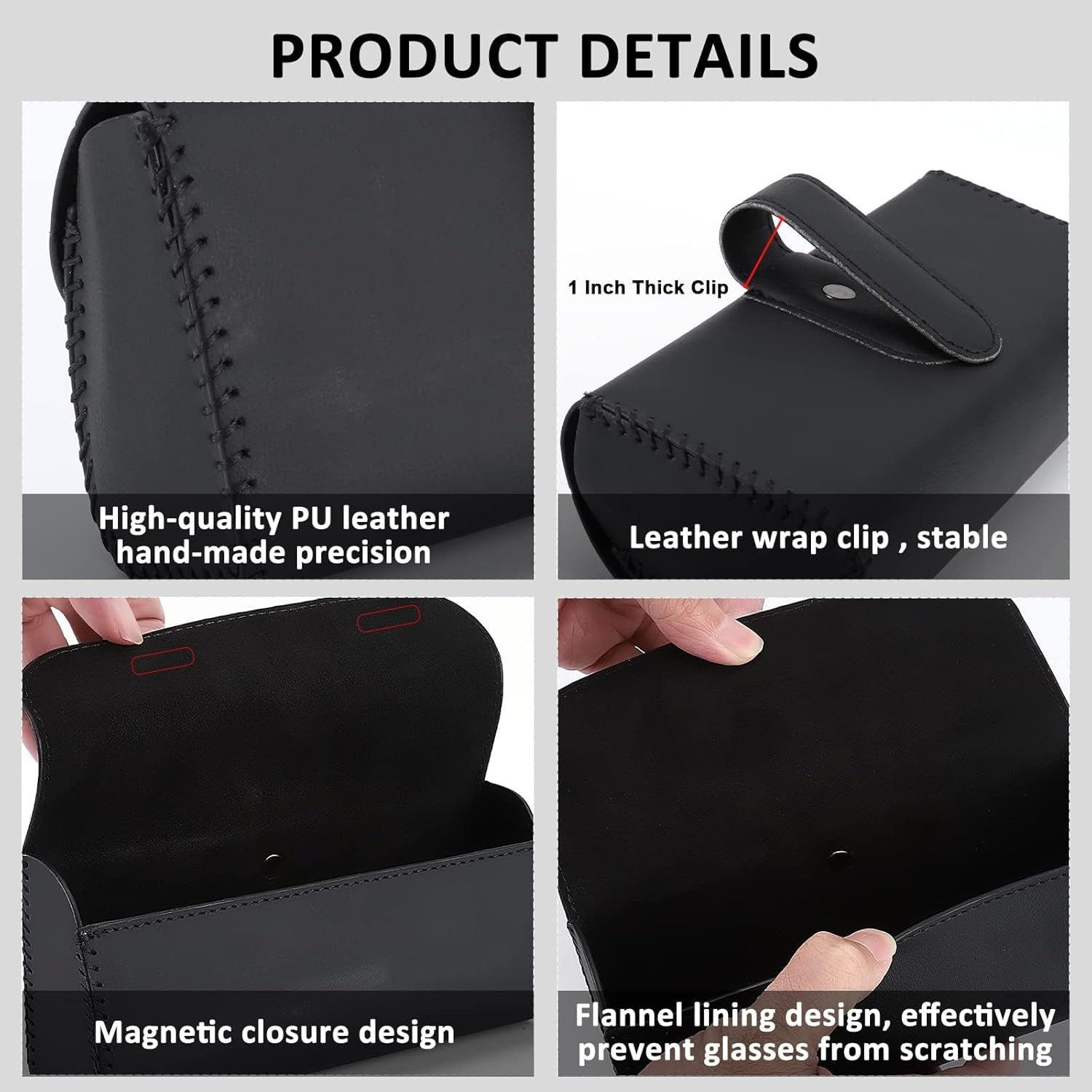 Cozioz Universal Car Visor Sunglasses Holder &ndash; Protective Eyeglasses Organizer with Hidden Magnetic Closure, Auto Accessories for Multiple Glasses (Black) image number 4