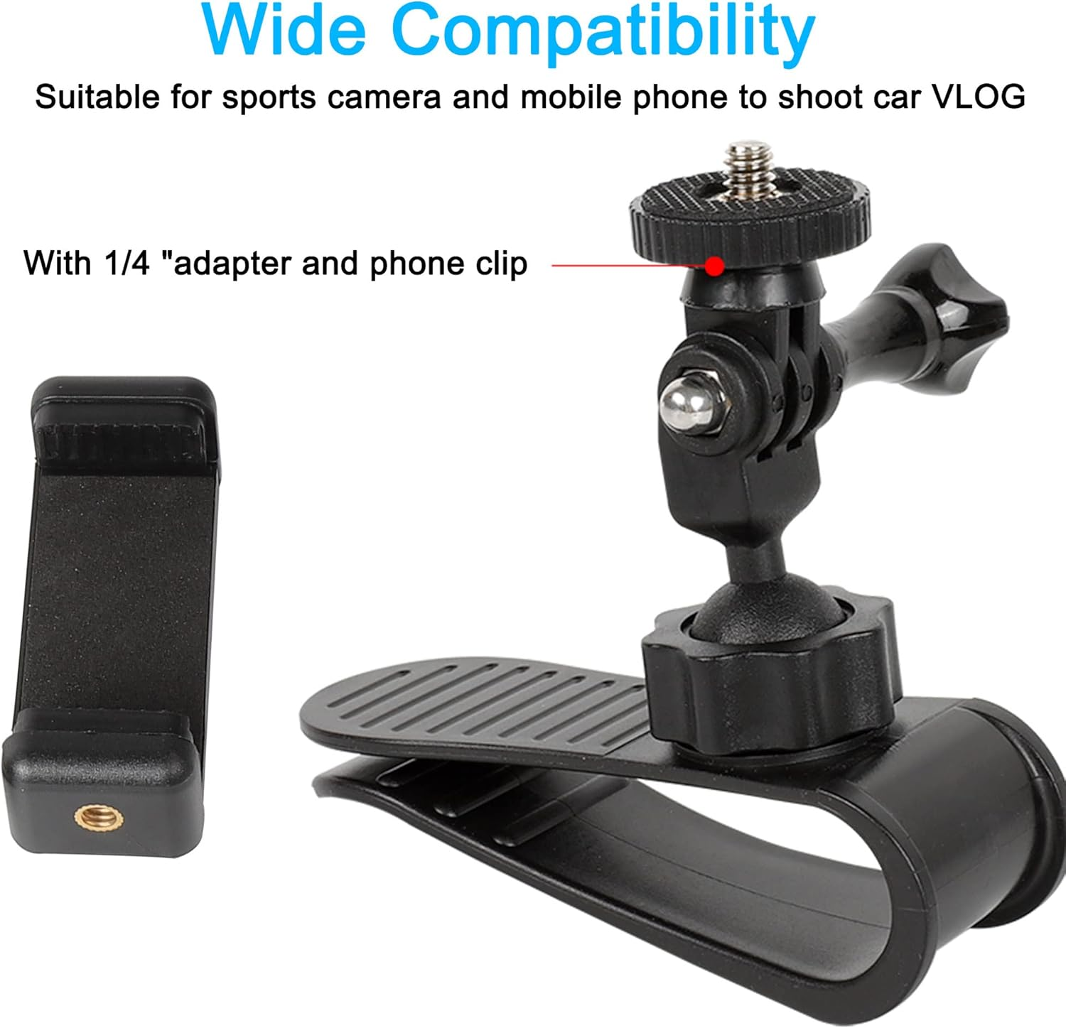 Pellking Action Camera Sun Visor Mount Car Vlog/Video Holder for Iphone Samsung Cell Phone Gopro Insta360 AKASO DJI Osmo Action Camera and Accessories