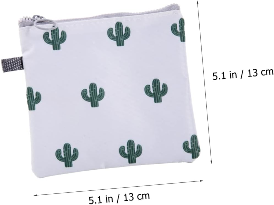 CTIRCHIU 4Pcs Zipper Period Bags Portable Sanitary Napkin Storage Pouches with Cute Cactus Flamingo Stripe Floral Designs Tampon Holder for Purse Travel Essentials image number 4