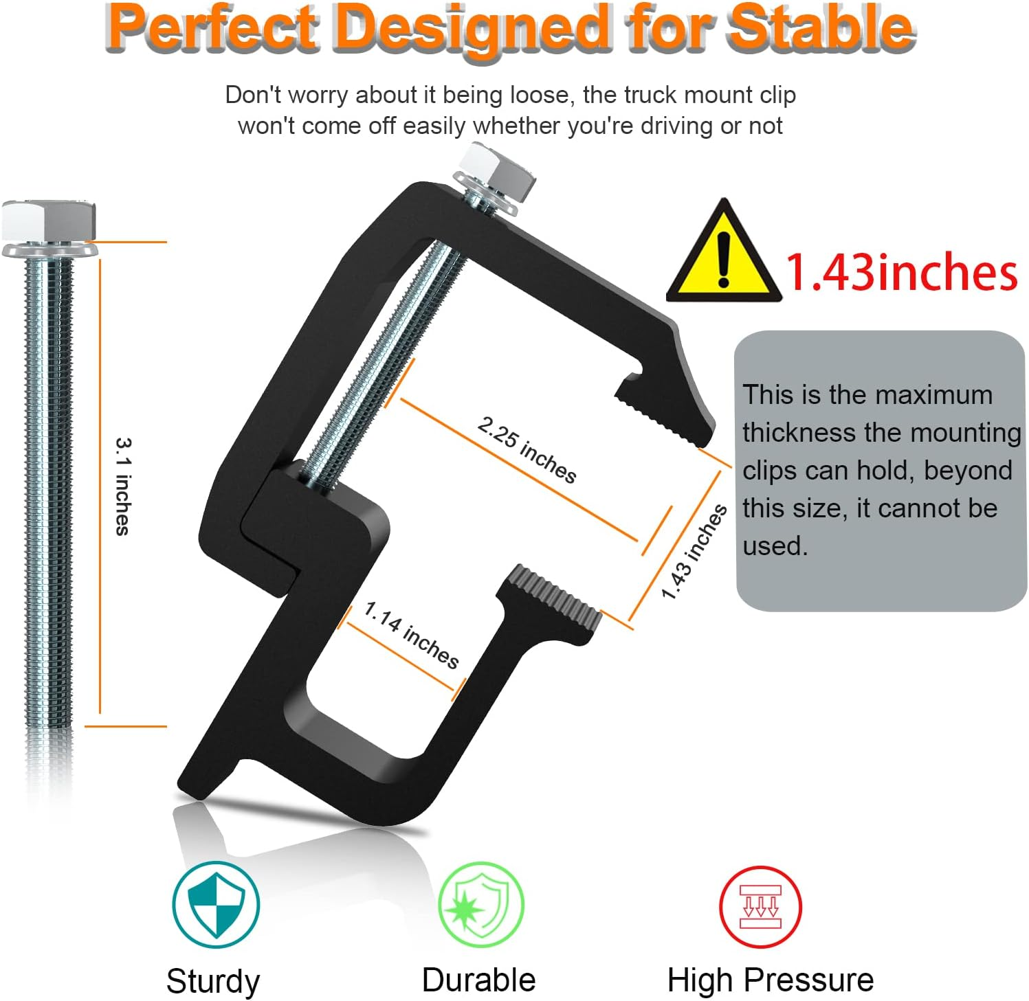 Ovsor Truck Topper Mounting Clamps - 4 Pack for Chevy Silverado Sierra 1500 2500 3500, Dodge Dakota Ram 1500 2500 3500, F150 F250 (4, Black) image number 5