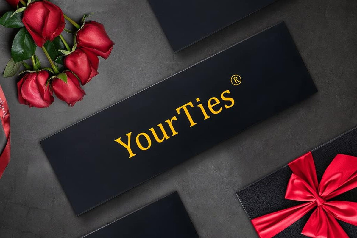 Yourties Silk Ties for Men Paisley Floral Striped Necktie and Pocket Square Cufflinks Tie Clip Set 4PC image number 6