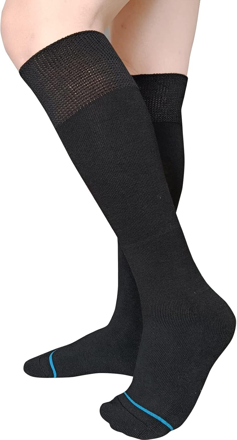 Walking Boot Socks Replacement Sock Liner for Orthopedic Walker Brace,Tube Socks under Air Cam Walkers and Fracture Boot Cast Surgical Leg Cover Black 4 Pair image number 2