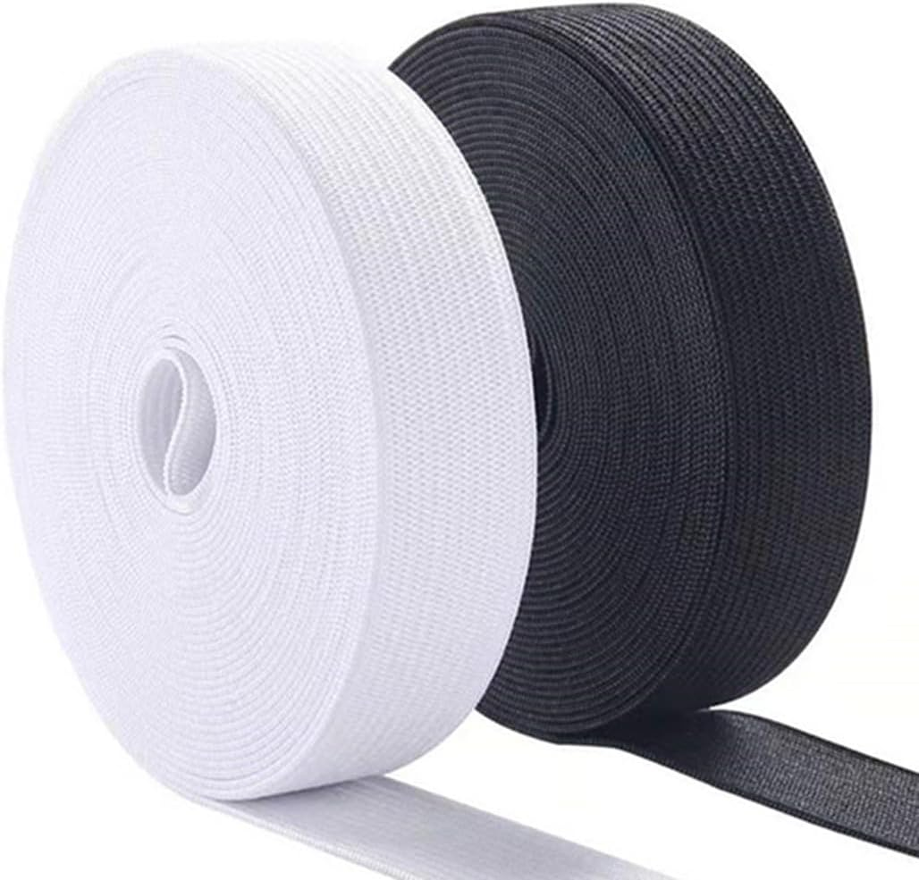 2 Pack Knit Elastic Spool, 1 Inch 10 Yards Elastic Band Heavy Stretch High Elasticity for Sewing Pants Waistband, Wigs, Skirts,Craft Craft DIY Projects (Black & White) image number 4
