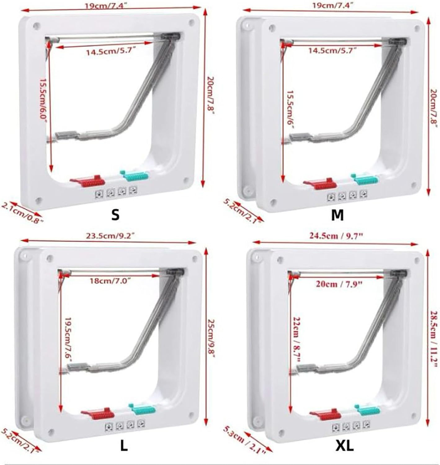 YAKESD Convenient Cat Flap Door for Interior Doorssafety,Pet Door with 4 Way Lock, Waterproof Pet Door Kit Ideal for Kitten & Small Dog (XL) image number 3