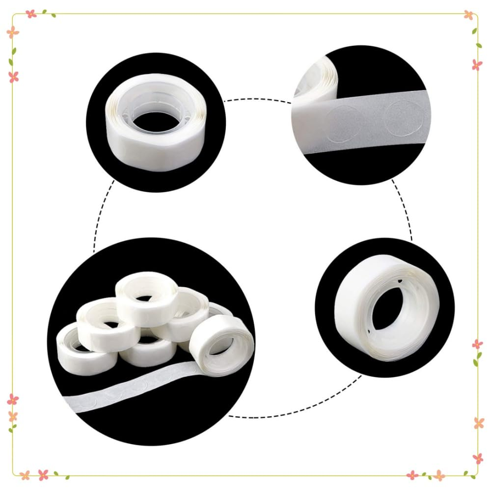 12Rolls Clear Balloon Glue Point, Removable Adhesive Double Sided Dots of Glue Tape,For Craft Scrapbook Birthday Christmas Wedding Decoration(1200 Pcs) image number 3