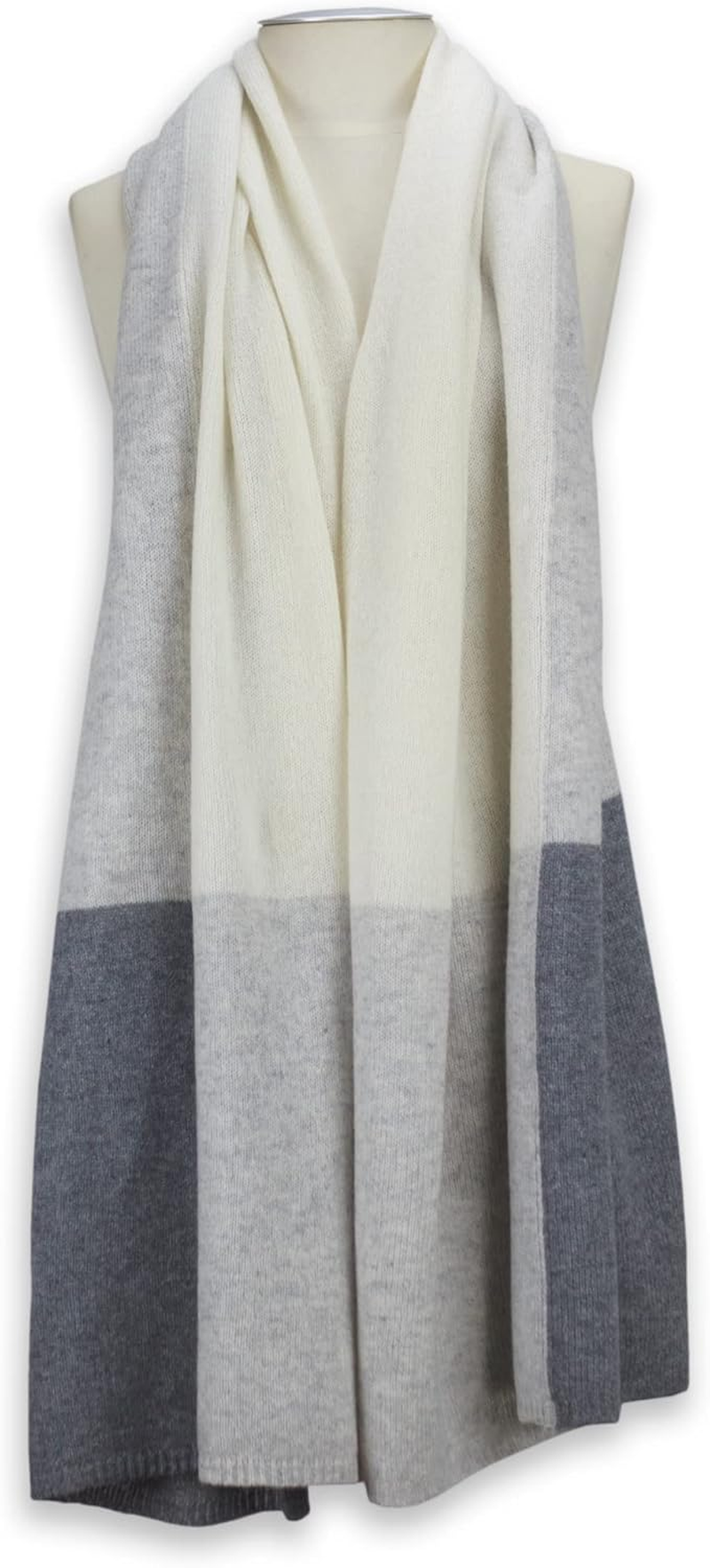 Jet&Bo 100% Pure Cashmere Lightweight Travel Wrap, Shawl & Scarf Gray Colorblock with Protective Storage Bag + Gift Box image number 3