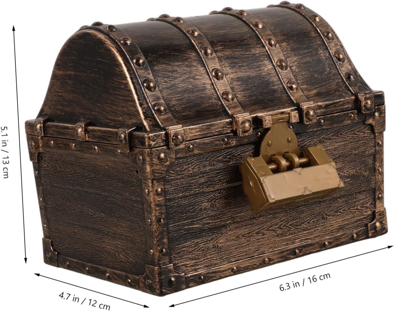 Mini Pirate Treasure Chest Decorative Small Vintage Treasure Box Lock and Key Bronze Color Trinket Storage Box for Boys and Girls Toy Organization image number 3