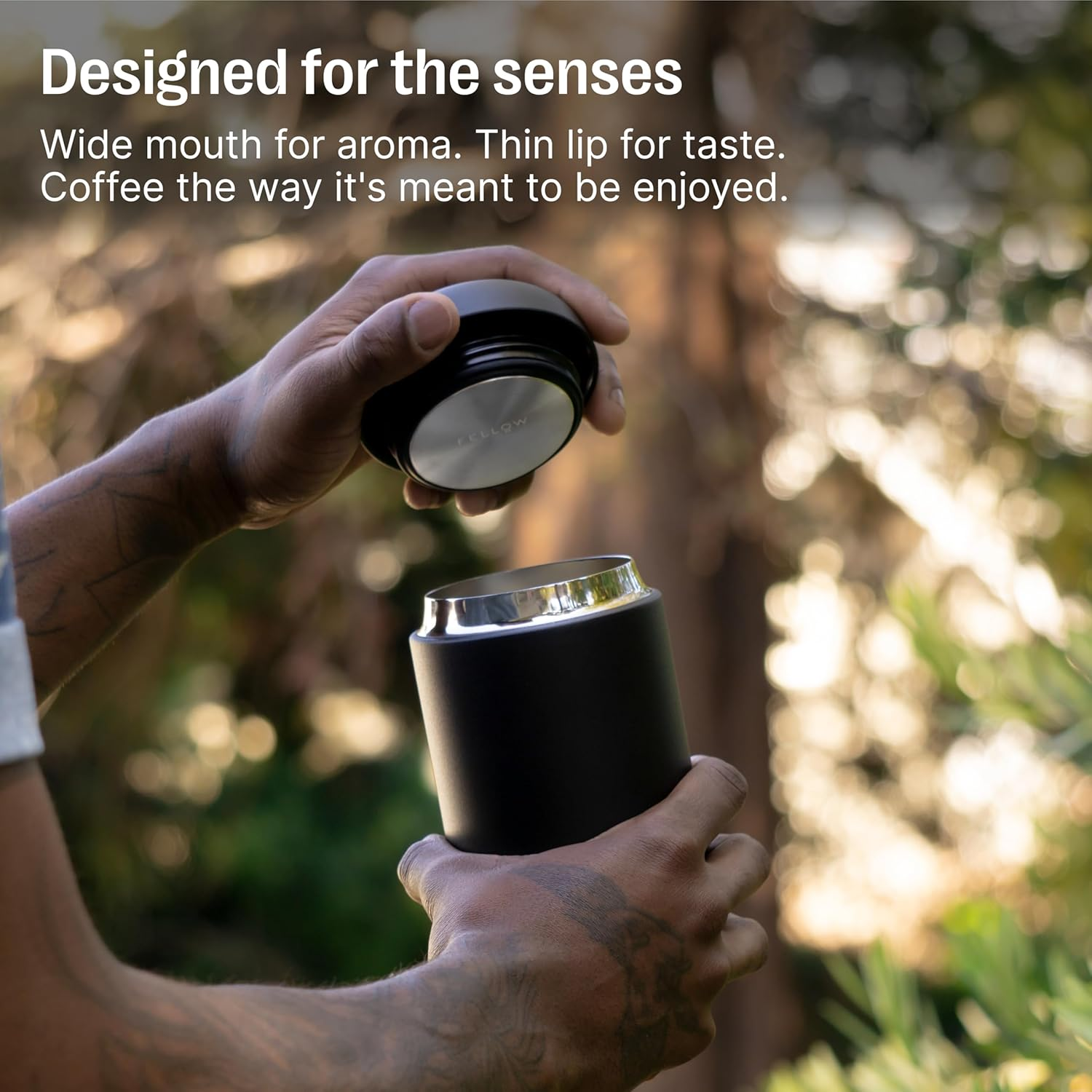 Fellow Carter Everywhere Travel Mug - Wide Mouth Vacuum-Insulated Stainless Steel Coffee and Tea Tumbler with Ceramic Interior, Matte Grey, 12 Oz Cup image number 2