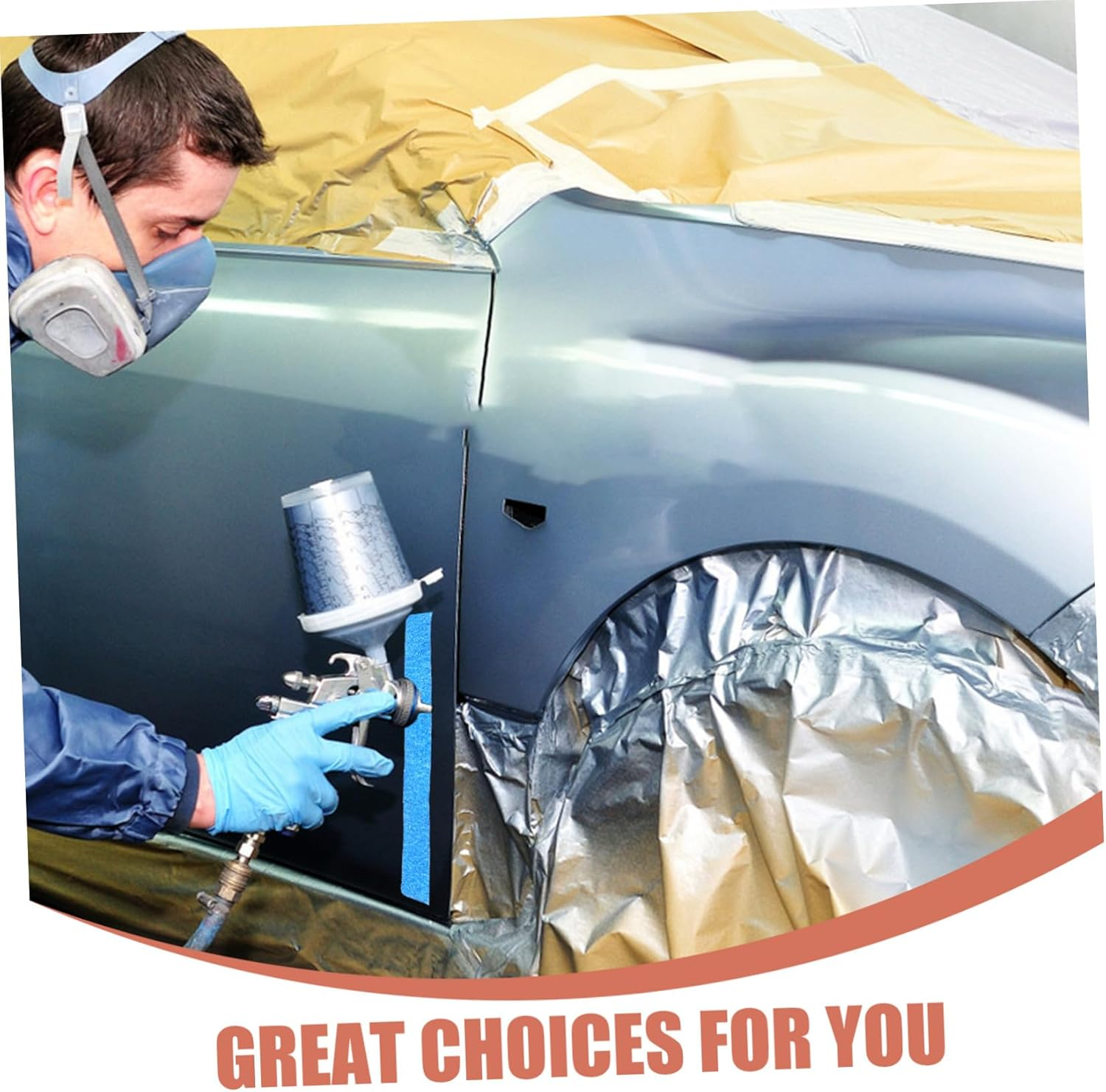 WOONEKY 4 Rolls High-Adhesive Blue Masking Tape Paint Tape for Automotive Painting DIY Craft Labeling with Crinkled Pattern Design image number 4