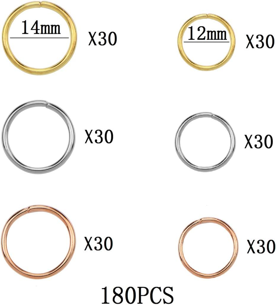 180Pcs Hair Rings, Hair Hoops Braid Rings Hair Loop Clips for Punk Hip-Hop DIY Hairstyle Decoration 3 Colors /2 Sizes image number 4