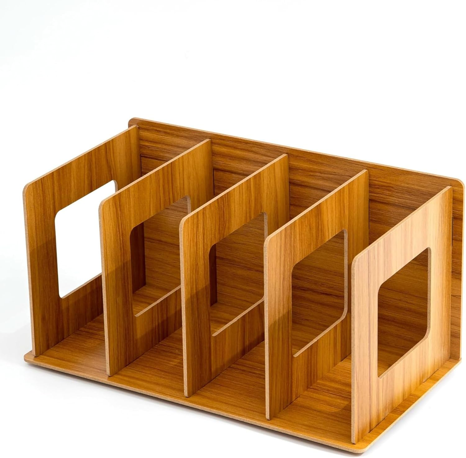 Wooden CD Rack - Desktop Book Organizer & Album/Dvd Storage Box, Holds up to 4 DIY Cherry Wood Discs, CD Storage Holder, DVD Organizer, Cassette Tape Holder & Display Rack