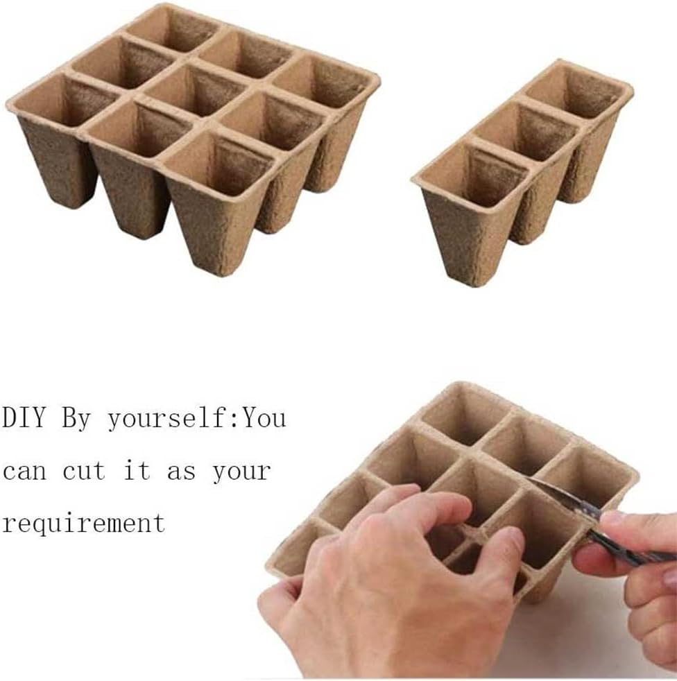 50 PCS 12 Grids Seed Trays,Cells Biodegradable Peat Pots Seedling Germination Trays,Peat Pots Seedling Pots Biodegradable,Pulp Germination Trays,Biodegradable Peat Pots for Seedling image number 2