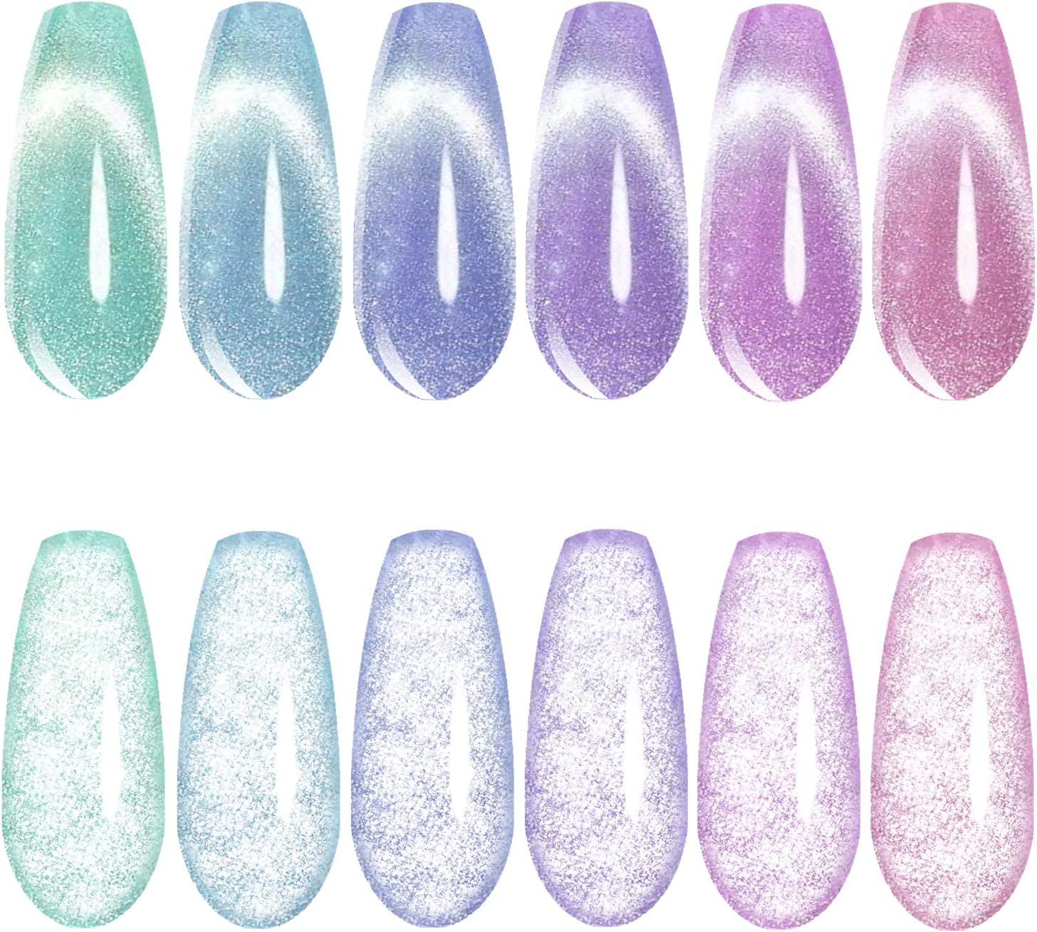 Vishine Cat Eye Holographic Glitter Gel Nail Polish Set Soak off UV LED Light Starry Sky Effect Magic Gel Nail Polish Kit Manicure Nail Art Kit 6 Colors with Free Magnet 8Ml image number 1