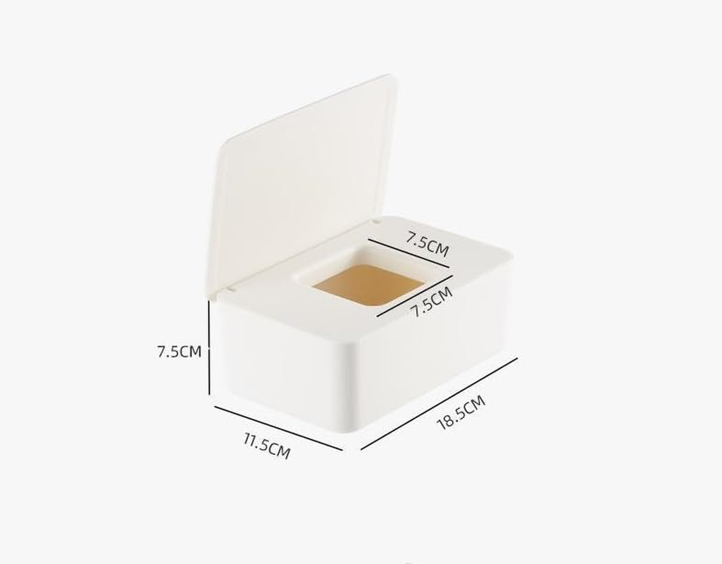 Diaper Wipes Dispenser, Tissue Storage Box Case, Wet Wipe Dispenser Holder with Lid for Home, Office, Cars (White, One Size) image number 5