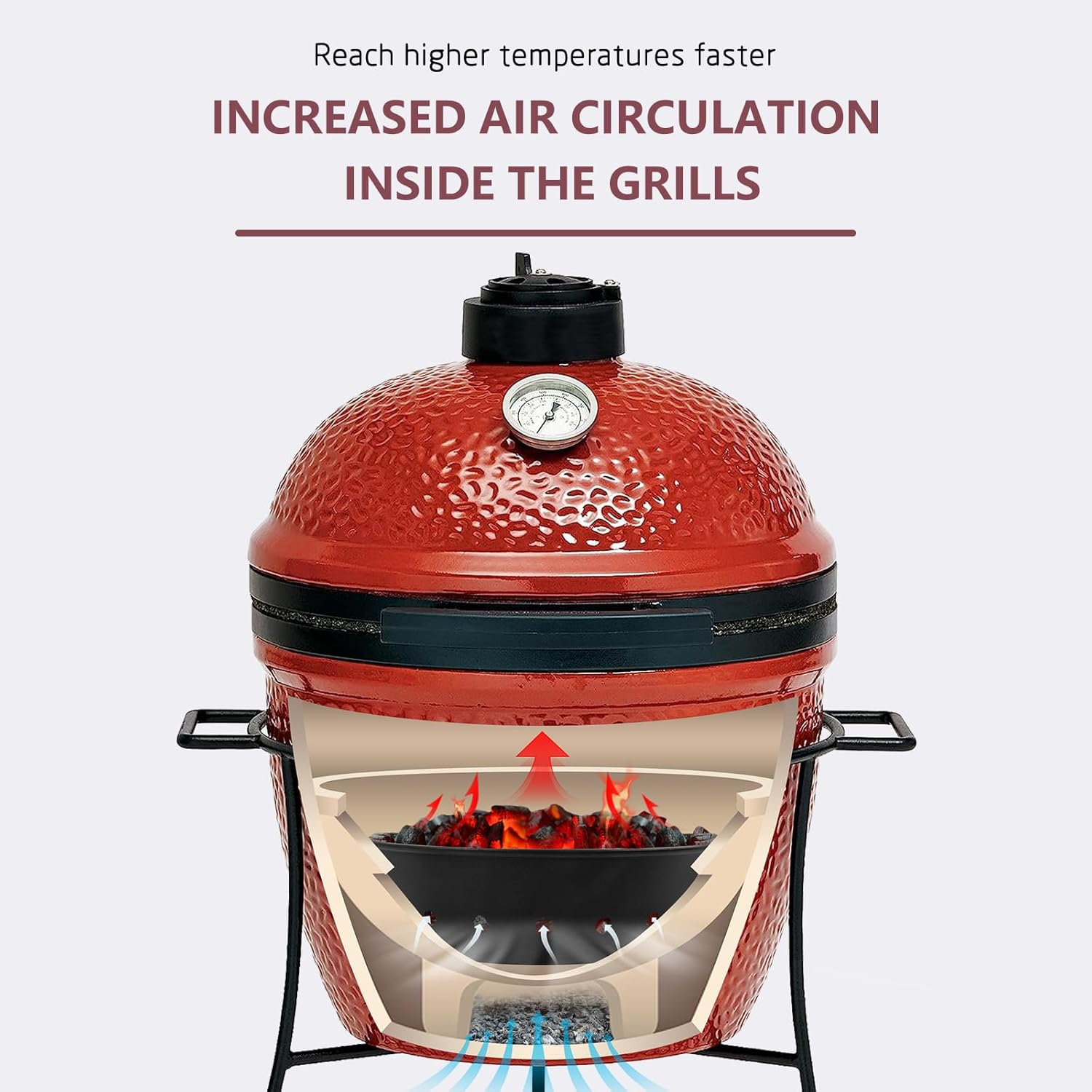 Vankey Charcoal Ash Basket, Carbon Steel Charcoal Holder for Kamado Joe Jr & Minimax Big Green Egg Grills, Heat-Resistant Stainless Steel Handle, 9" X 2.75" Round, Green image number 2