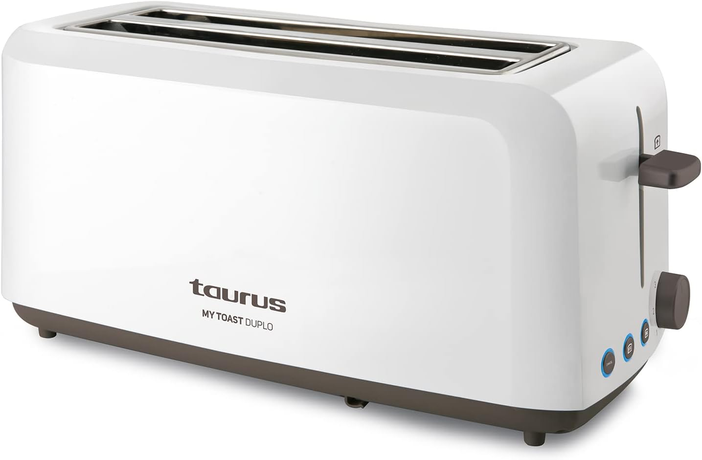 TAURUS Mytoast 3 Duplo Toasters 1450W Three Function LED Light 0 Decibels 2 Extra Long Slots Plastic White image number 4