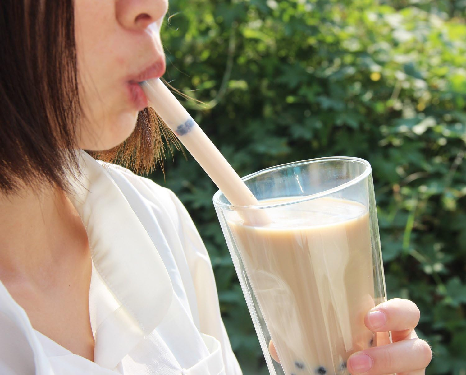 ALINK Extra Wide Reusable Clear Silicone Boba/Bubble Tea Straws, 14Mm X 10" Larger Opening Flexible Smoothie Straws, Pack of 6 with Cleaning Brush image number 1