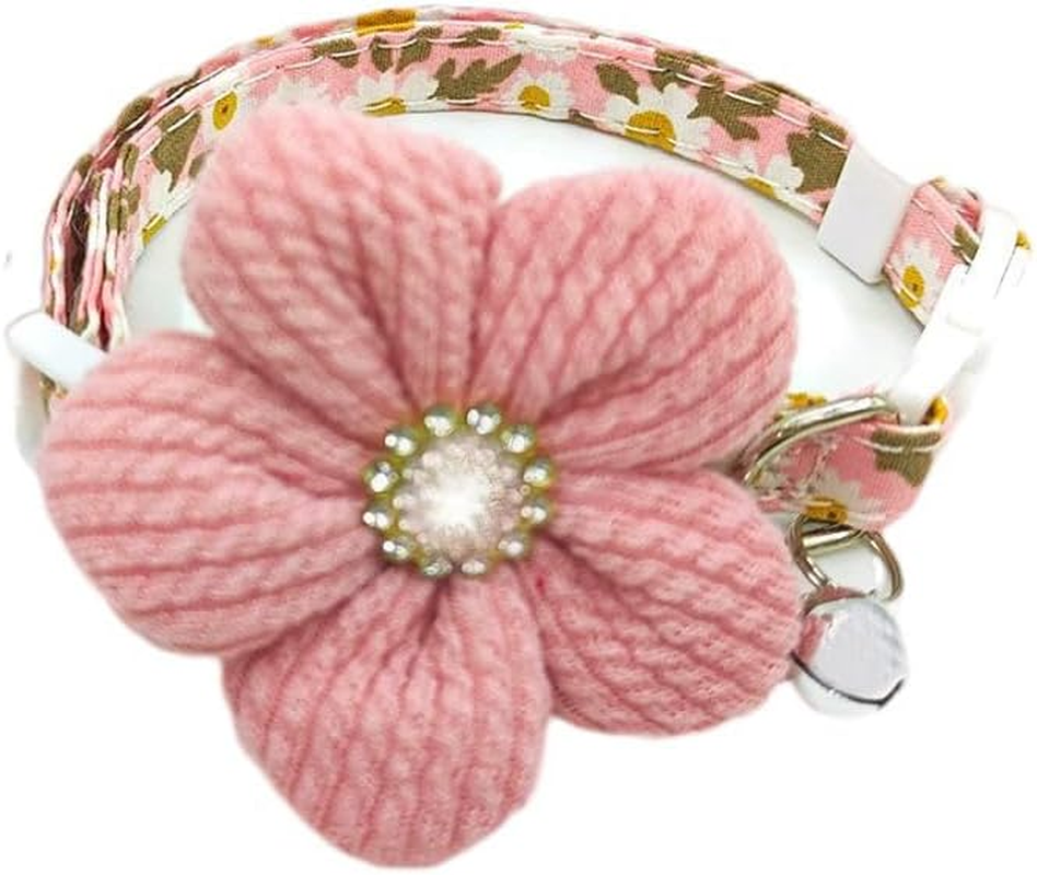 Small Dog Collar with Flower, Puppy Collar for Dog Collars for Small Dogs Cute Dog Collar with Bell, Adjustable Length (Pink, One Size) image number 5