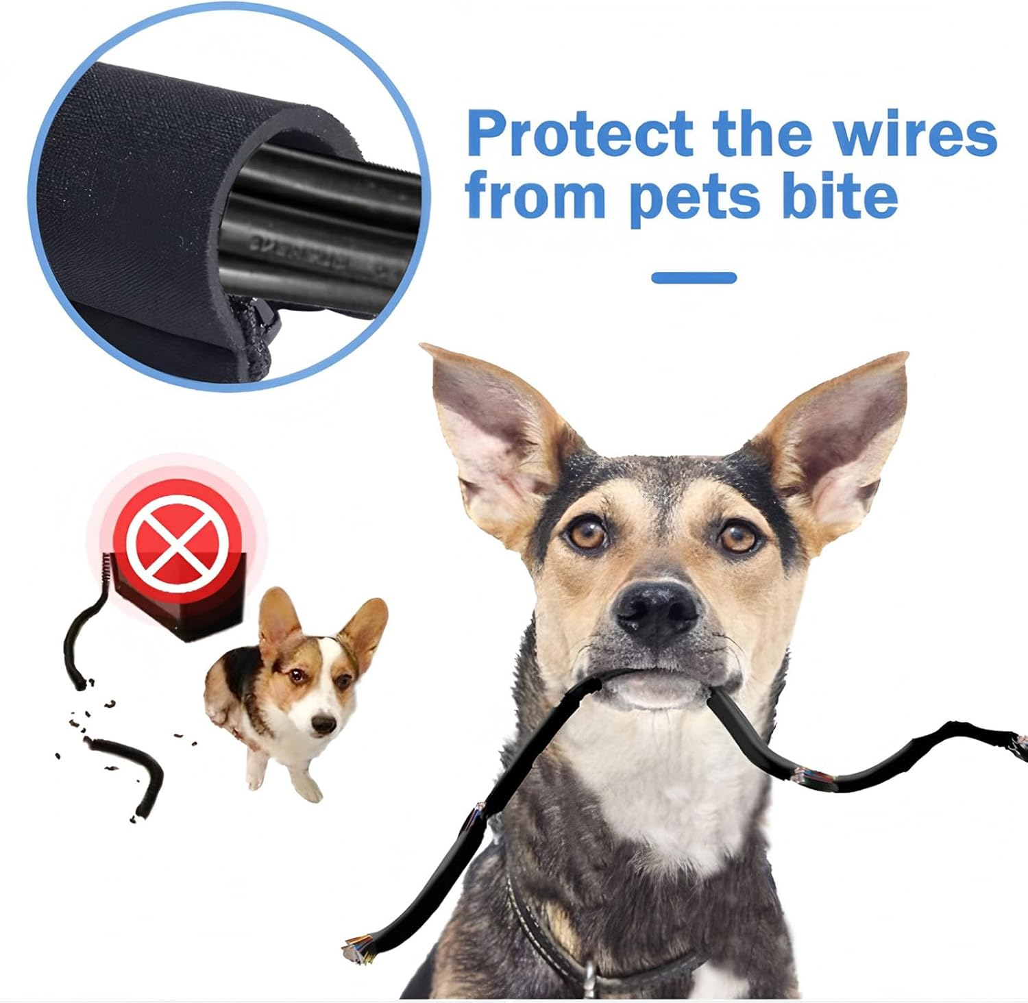 Mineens 3 Pack-40 Inch Cable Sleeve Flexible Cord Management System, Wire Organizer Cover for Desk PC TV Home Office, Black Cable Protector Wrap - Pet Chew Proof image number 6