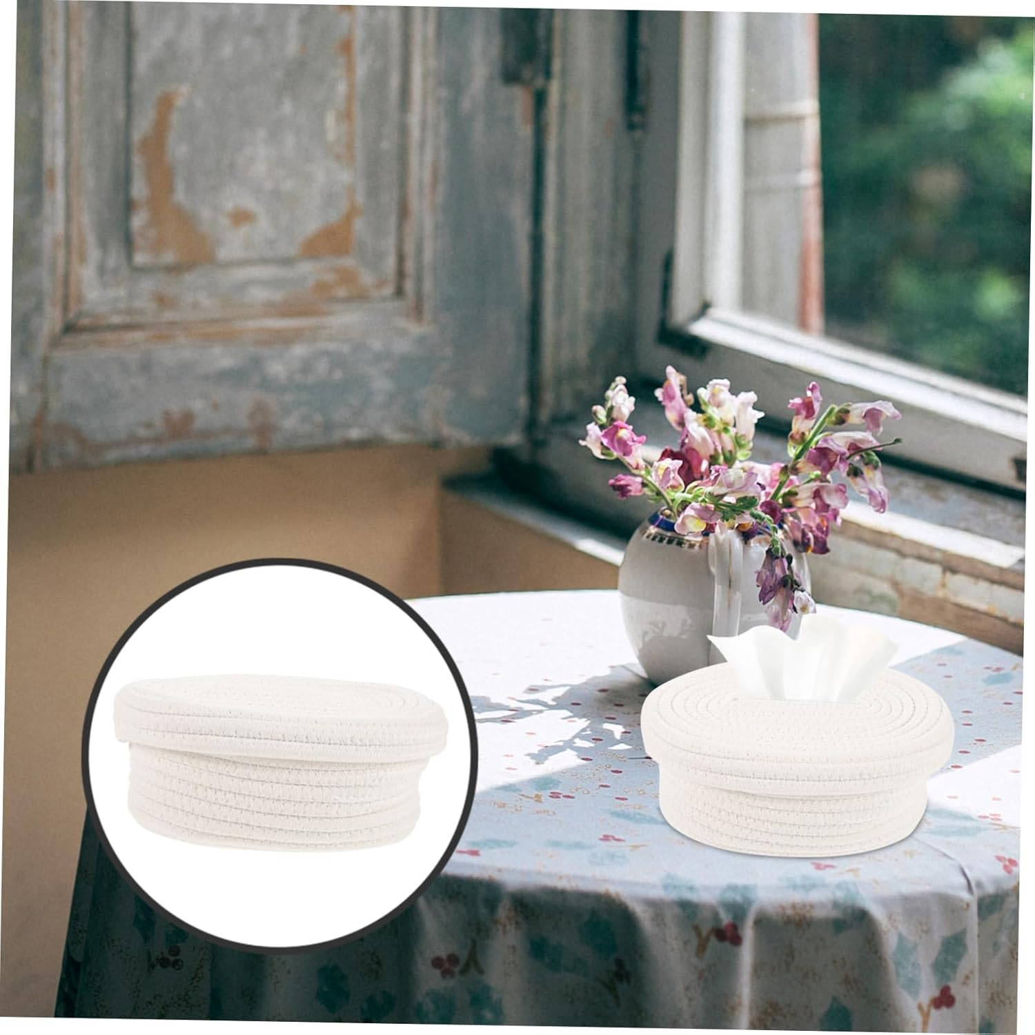 Generic Box Napkin Container Lids Basket Tabletop Wipe Dustproof Novelty Accessories Bins Sack Products Clear Shelves Rattan Paper Towel Holder Napkin Storage Case White Cotton Rope