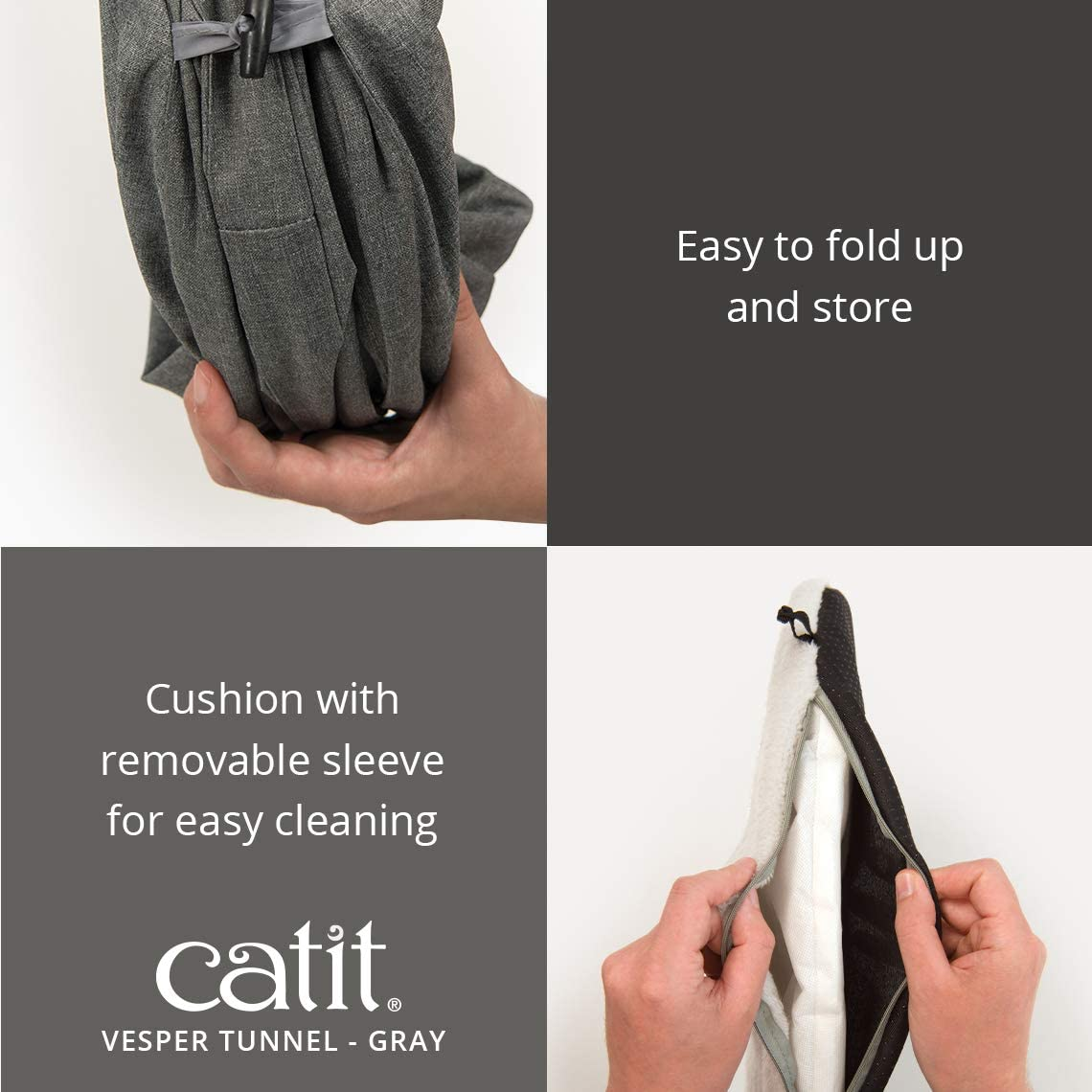 Catit Vesper Cat Tunnel, Cat Toy, Grey, 41996 image number 4